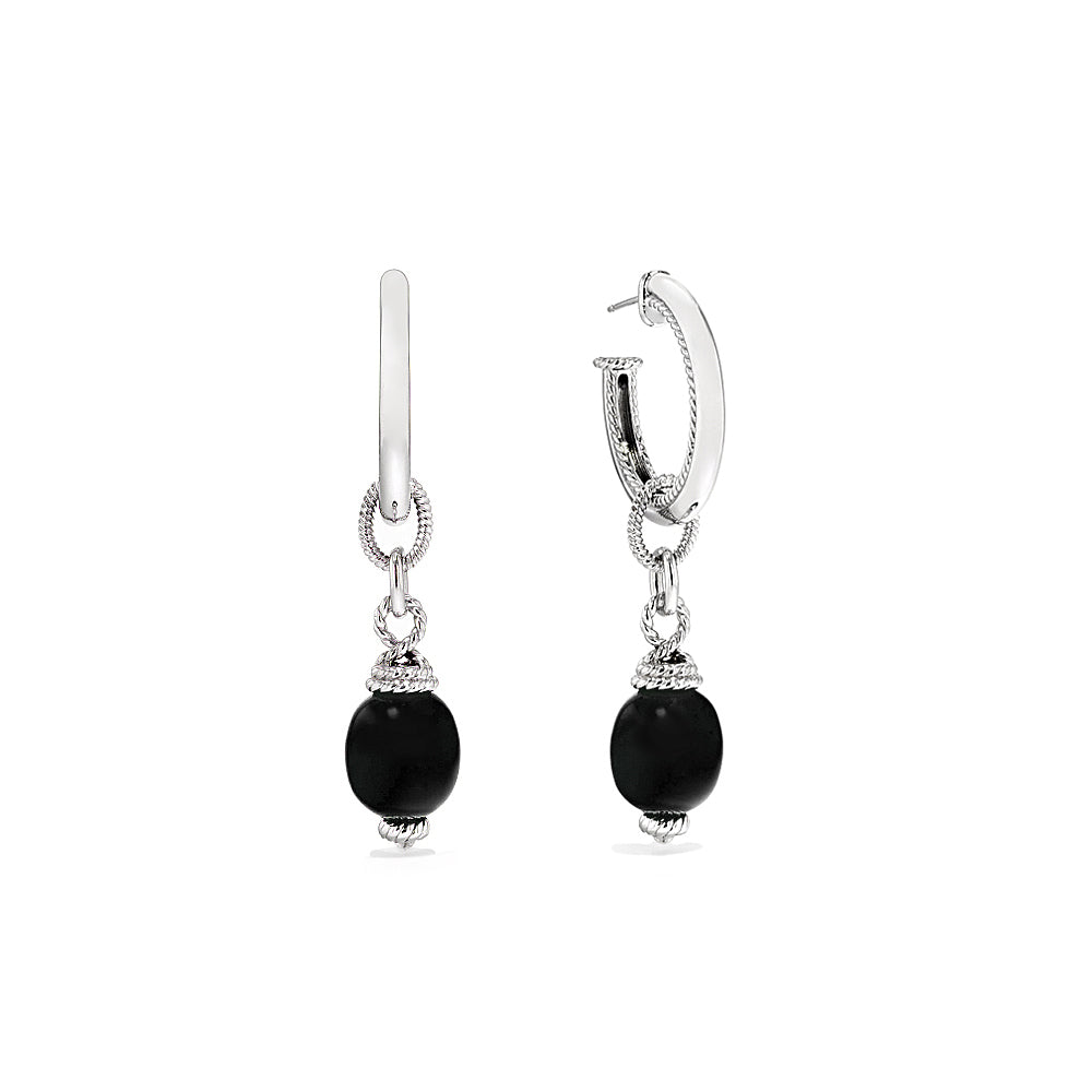 Ocean Reef Drop Hoop Earrings With Black Onyx 2