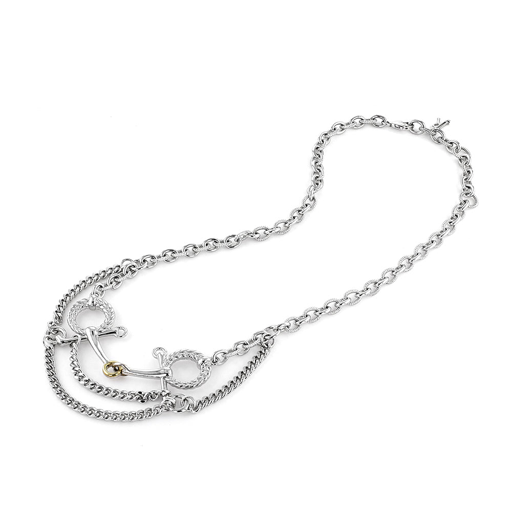 Vienna Multi Link Bit Necklace with 18K Gold