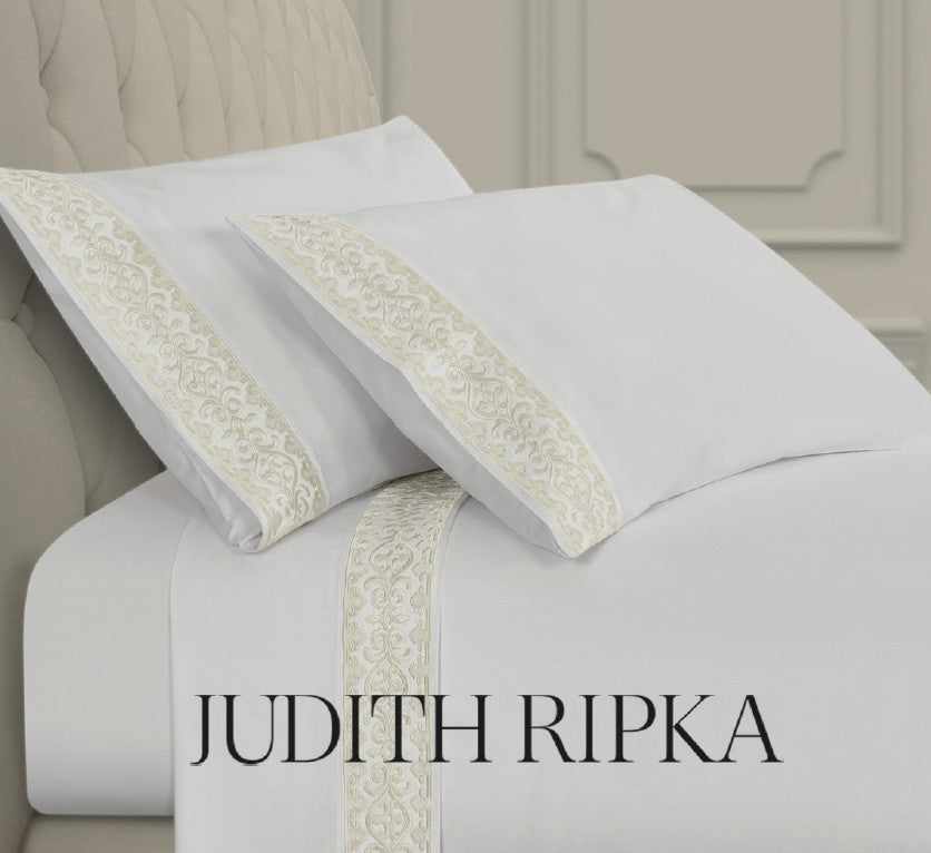 Judith Ripka Scrolling Filigree Champagne Pillow and Bed Covers