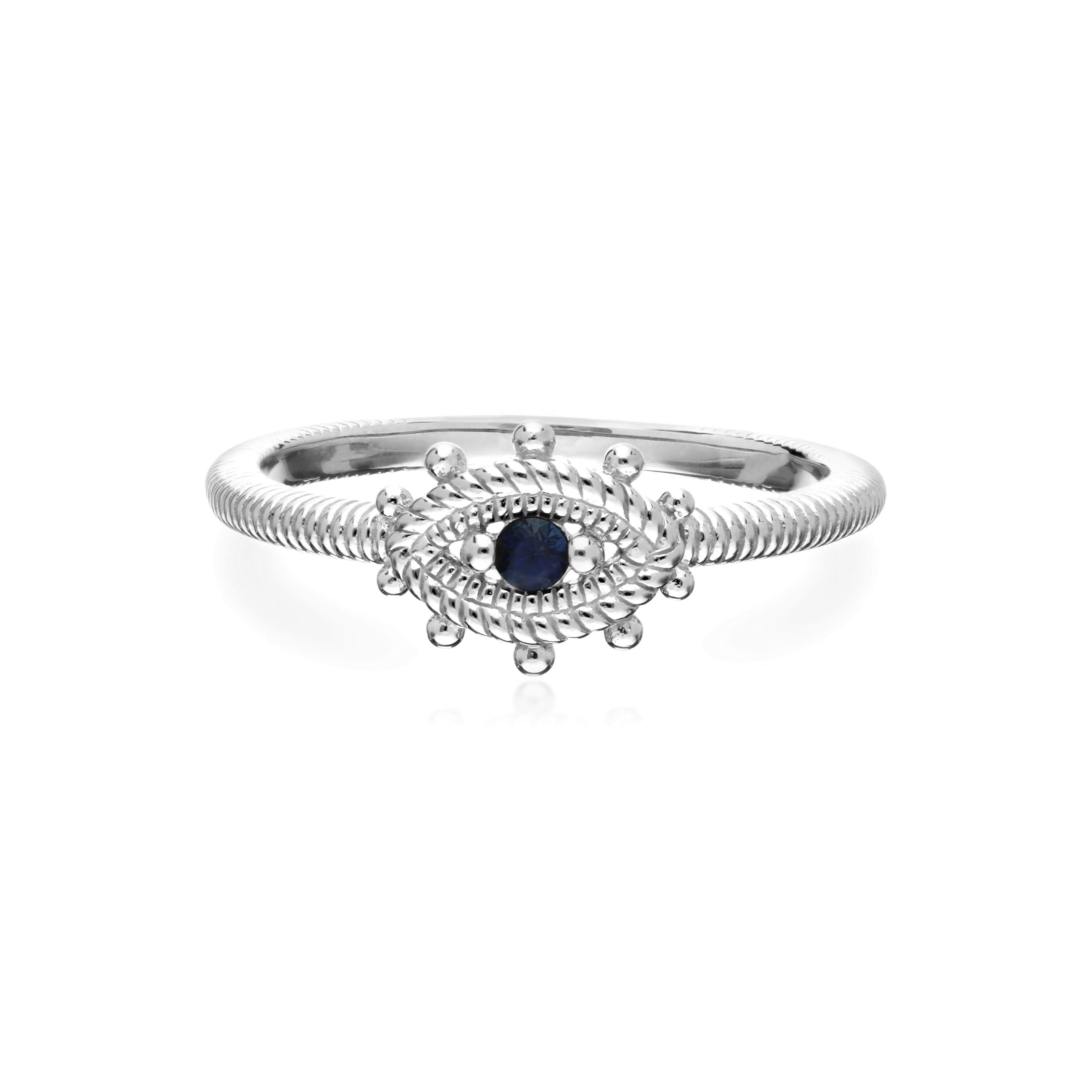 Little Luxuries Blue Sapphire Evil Eye Band Ring