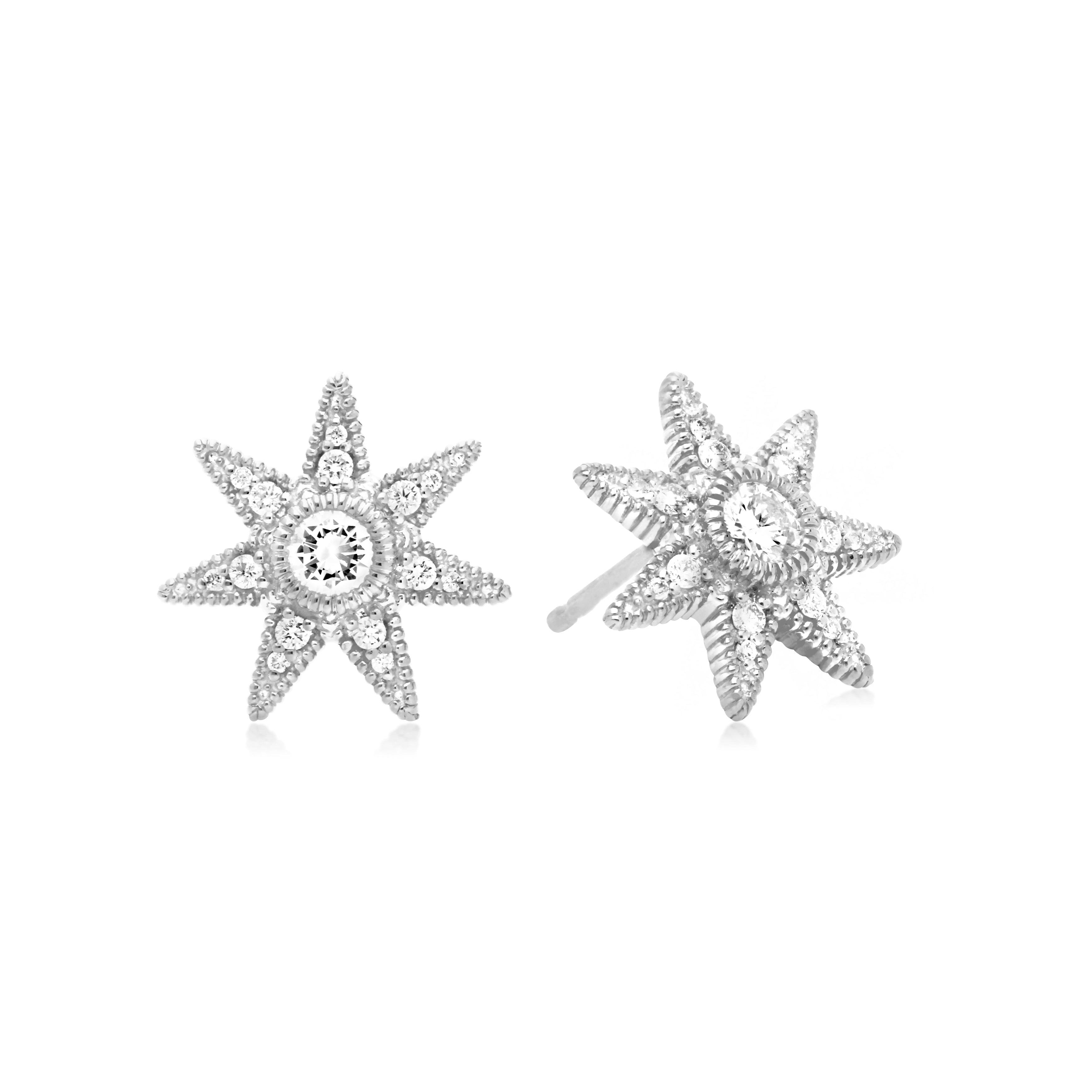 Little Luxuries Star Stud Earrings with White Topaz