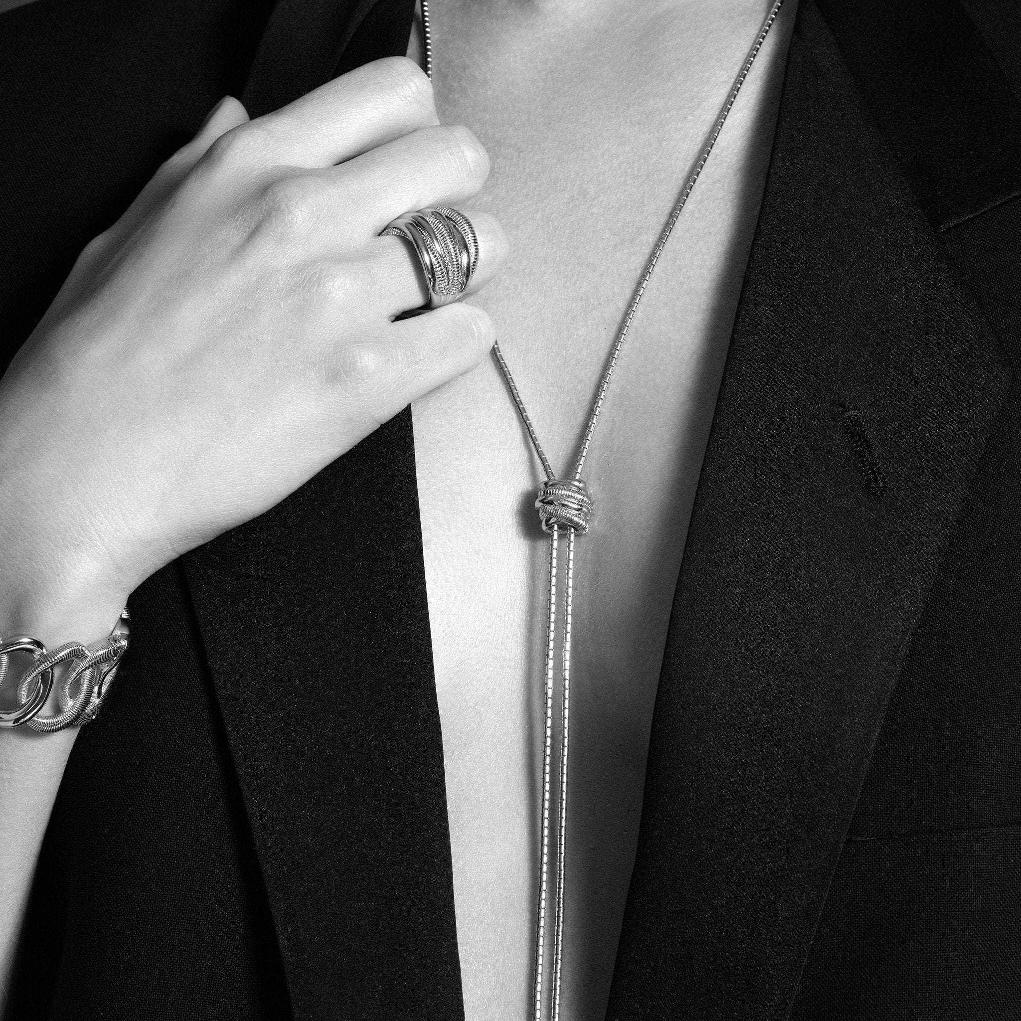 Eternity Adjustable Lariat Necklace with Diamonds