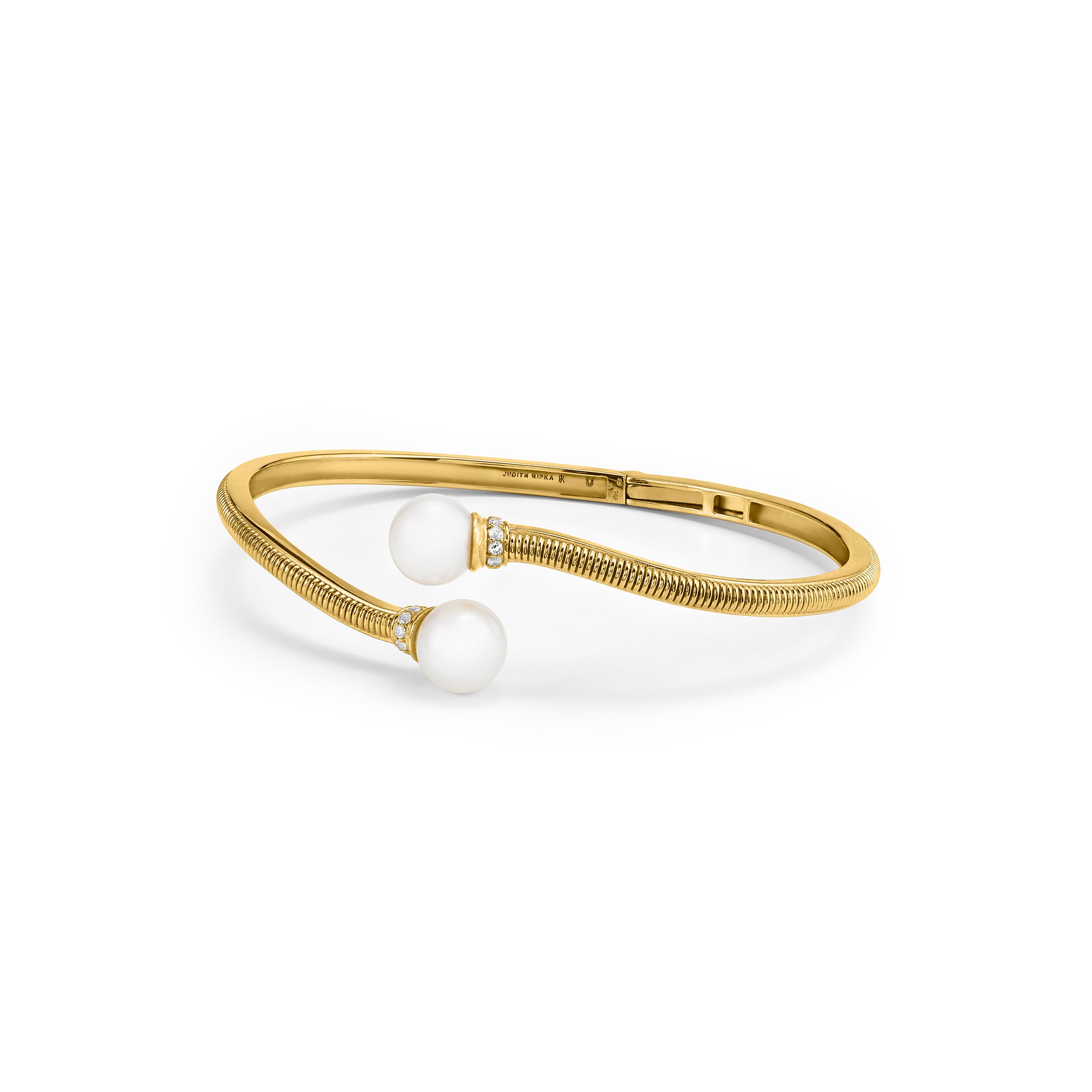 Shima Bypass Cuff With Freshwater Pearls And Diamonds In 18K