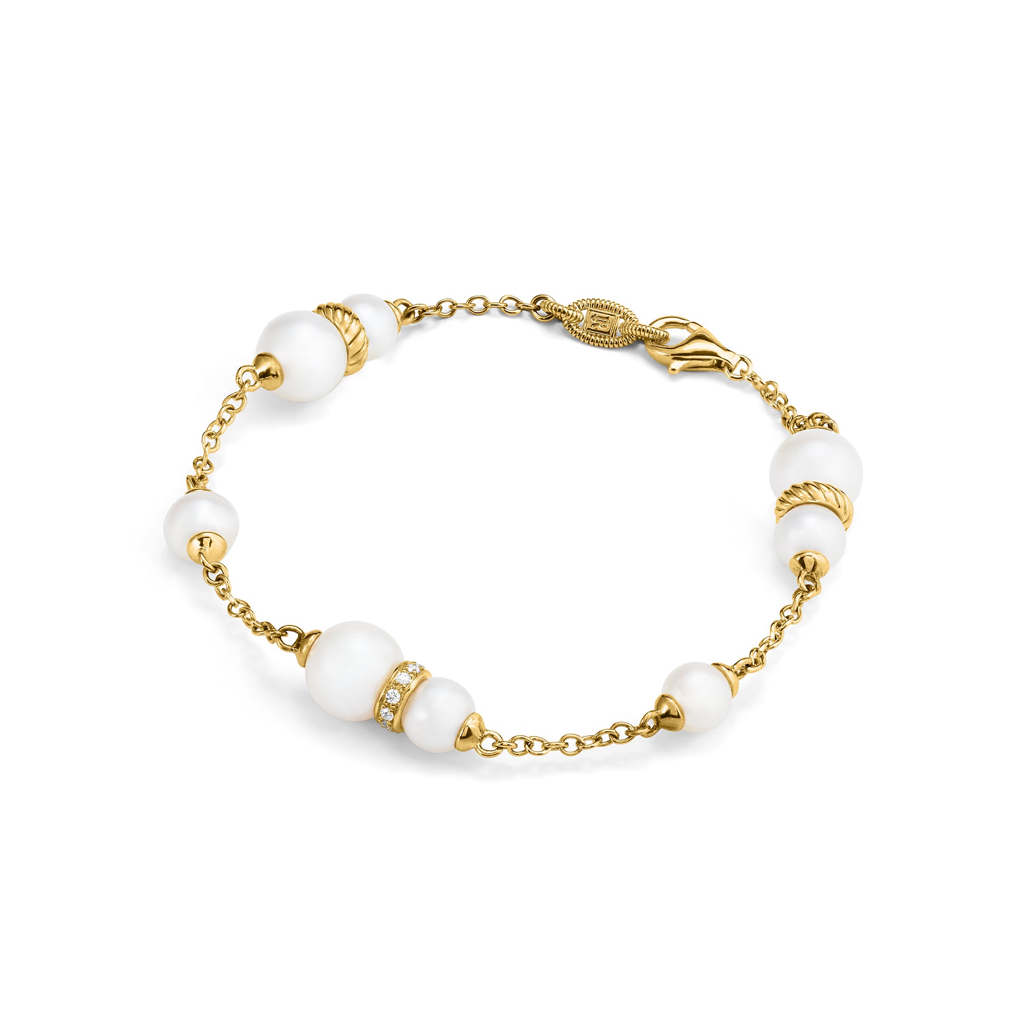 Shima Bracelet With Freshwater Pearls And Diamonds In 18K