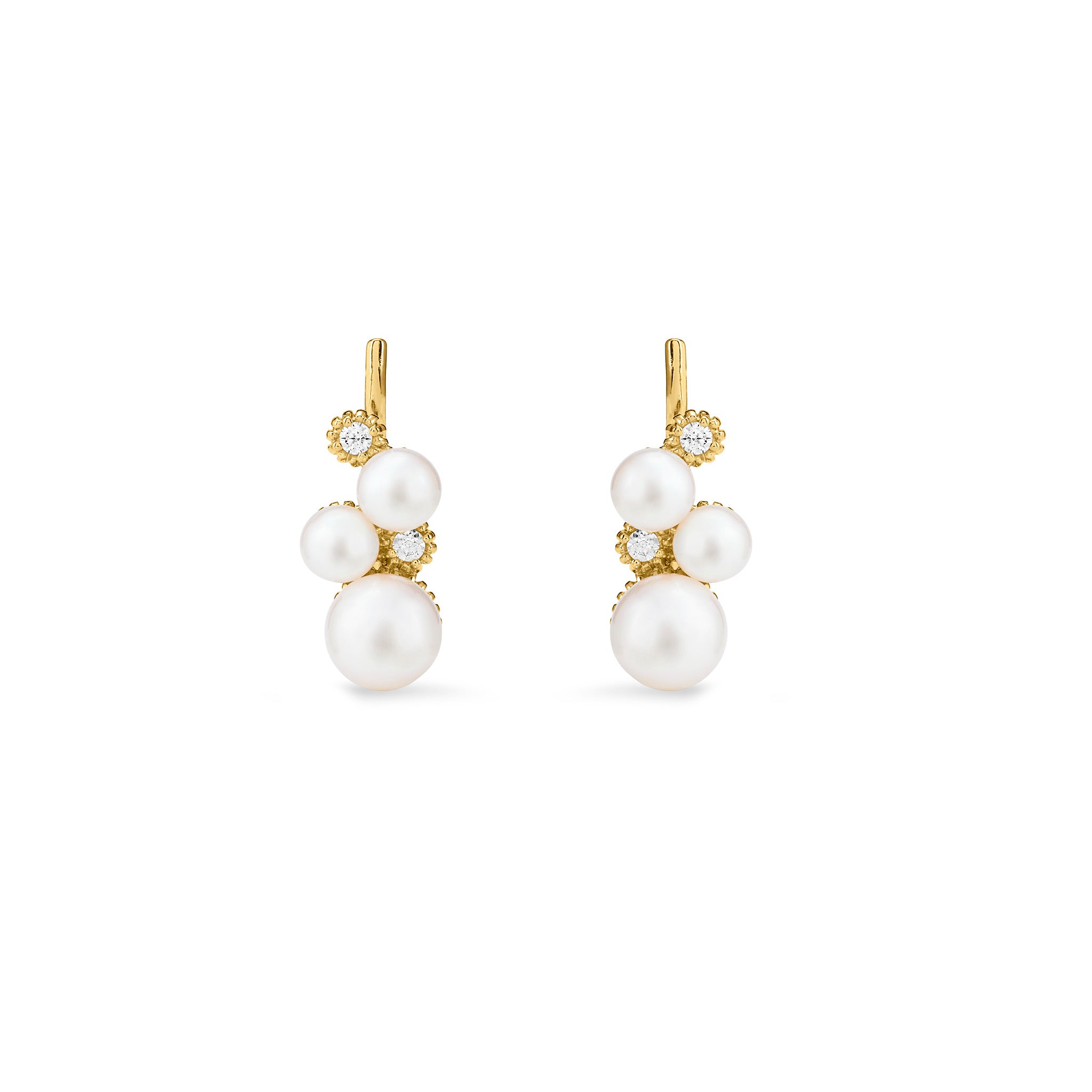 Shima Ear Climbers with Freshwater Pearls and Diamonds in 18K