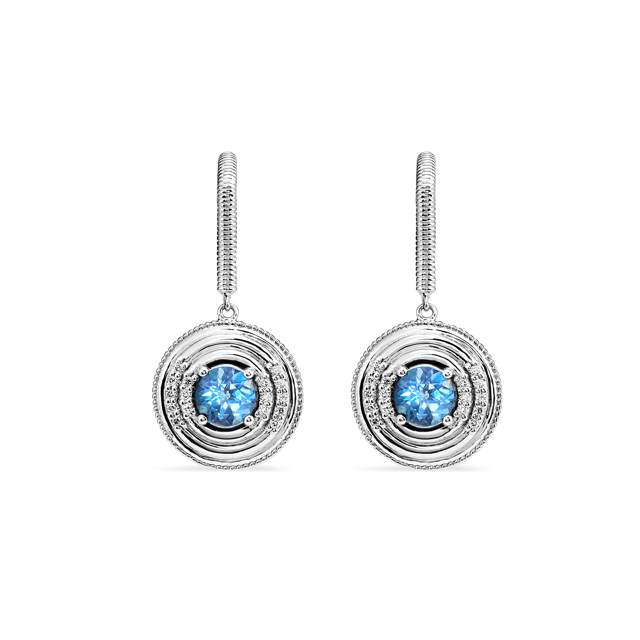 Max Drop Earrings with Swiss Blue Topaz and Diamonds