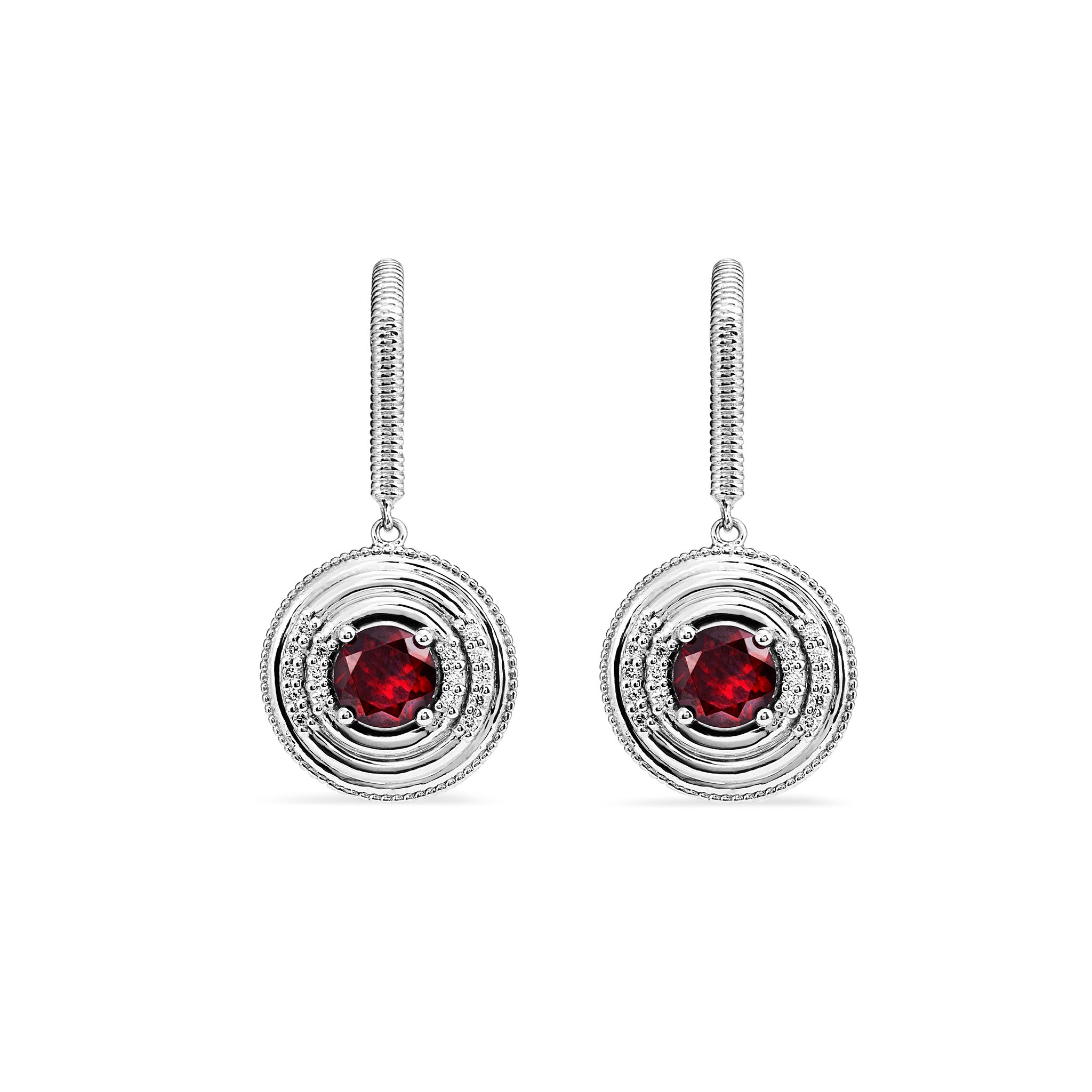 Max Drop Earrings with Garnet and Diamonds