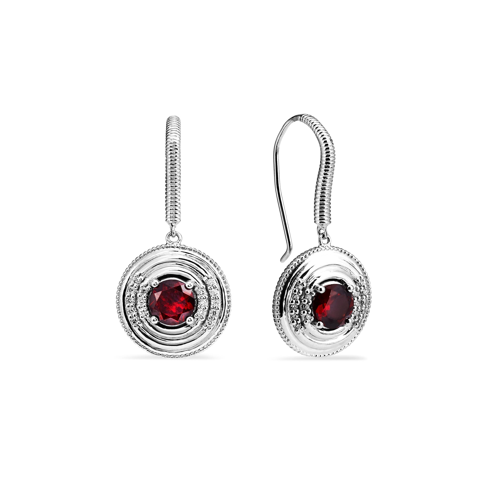 Max Drop Earrings With Garnet And Diamonds