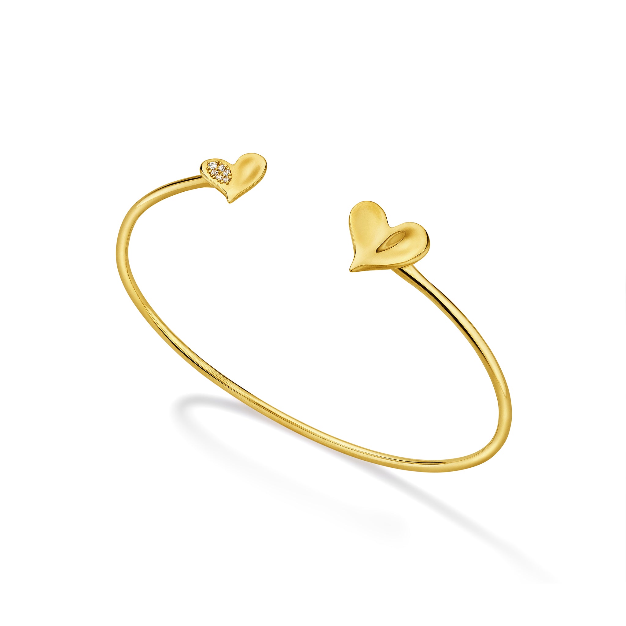 Eros Heart Flexible Bangle with Diamonds in 18K