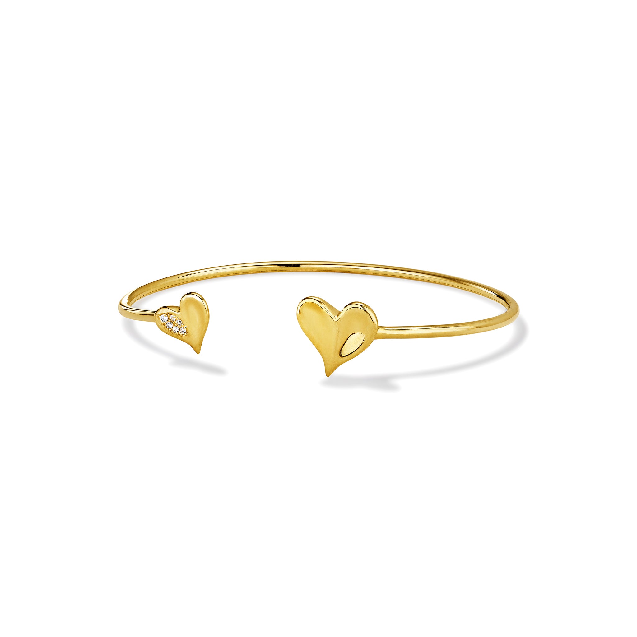 Eros Heart Flexible Bangle With Diamonds In 18K