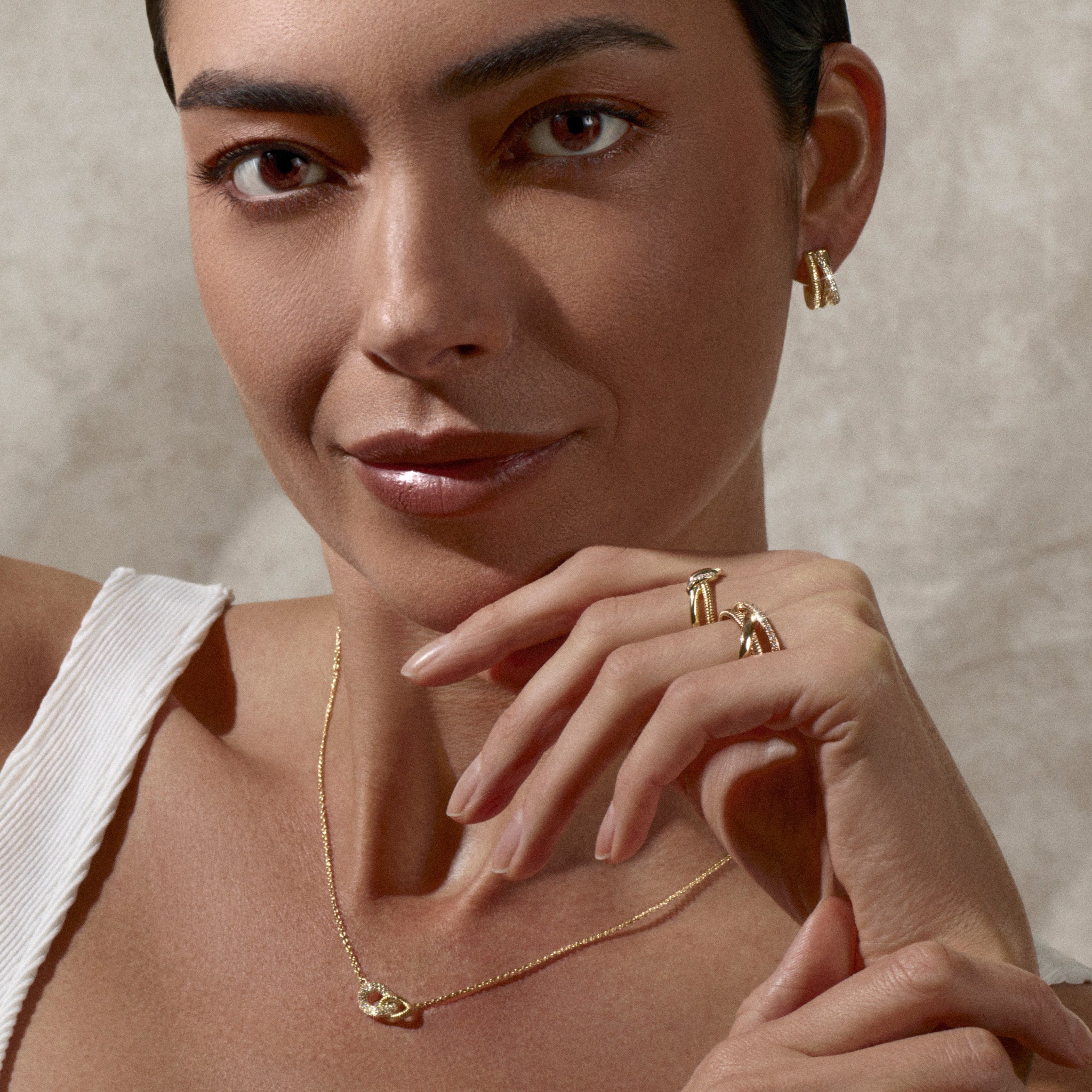 Eternity Three Hoop Highway Earrings with Diamonds in 18K