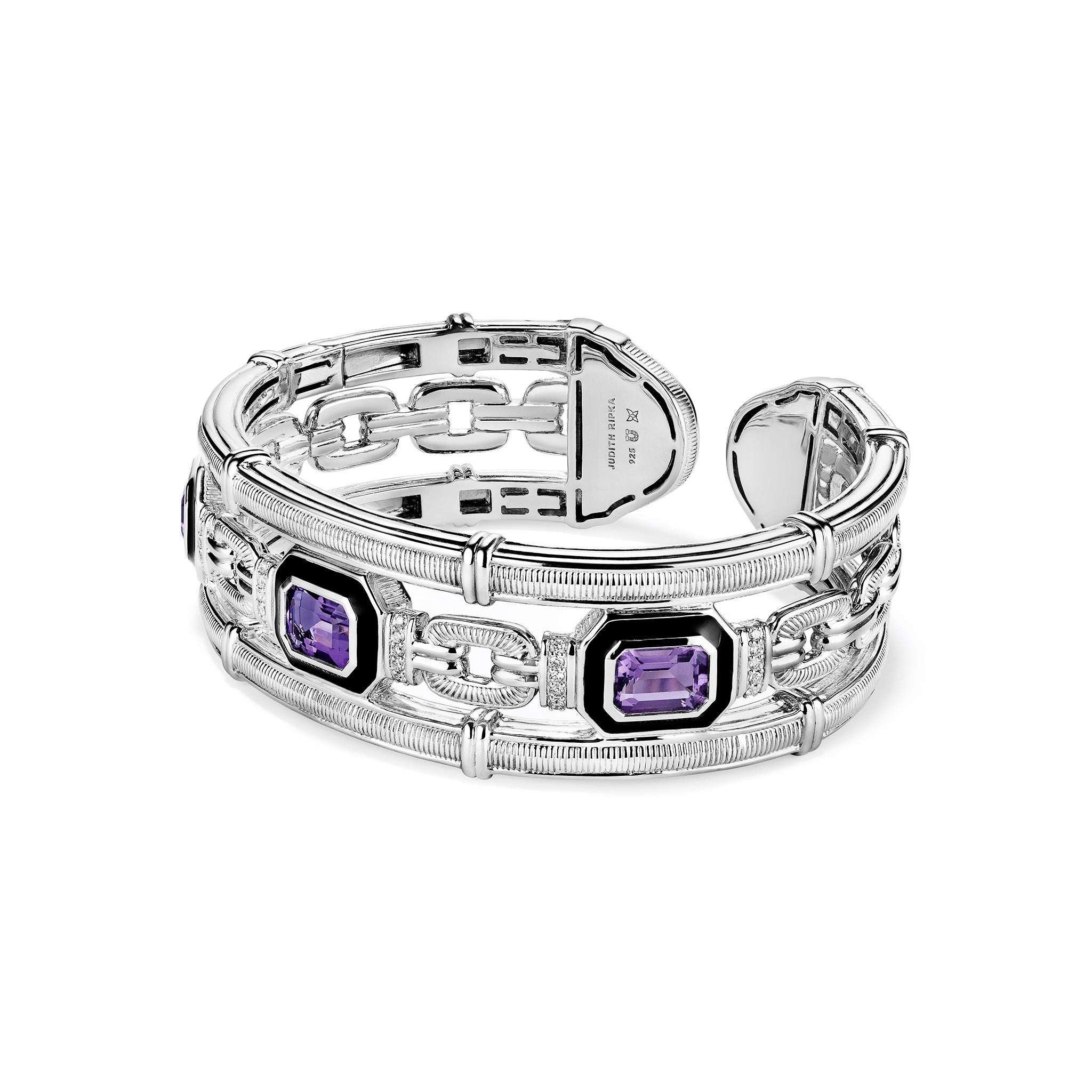 Adrienne Cuff With Enamel, Amethyst And Diamonds