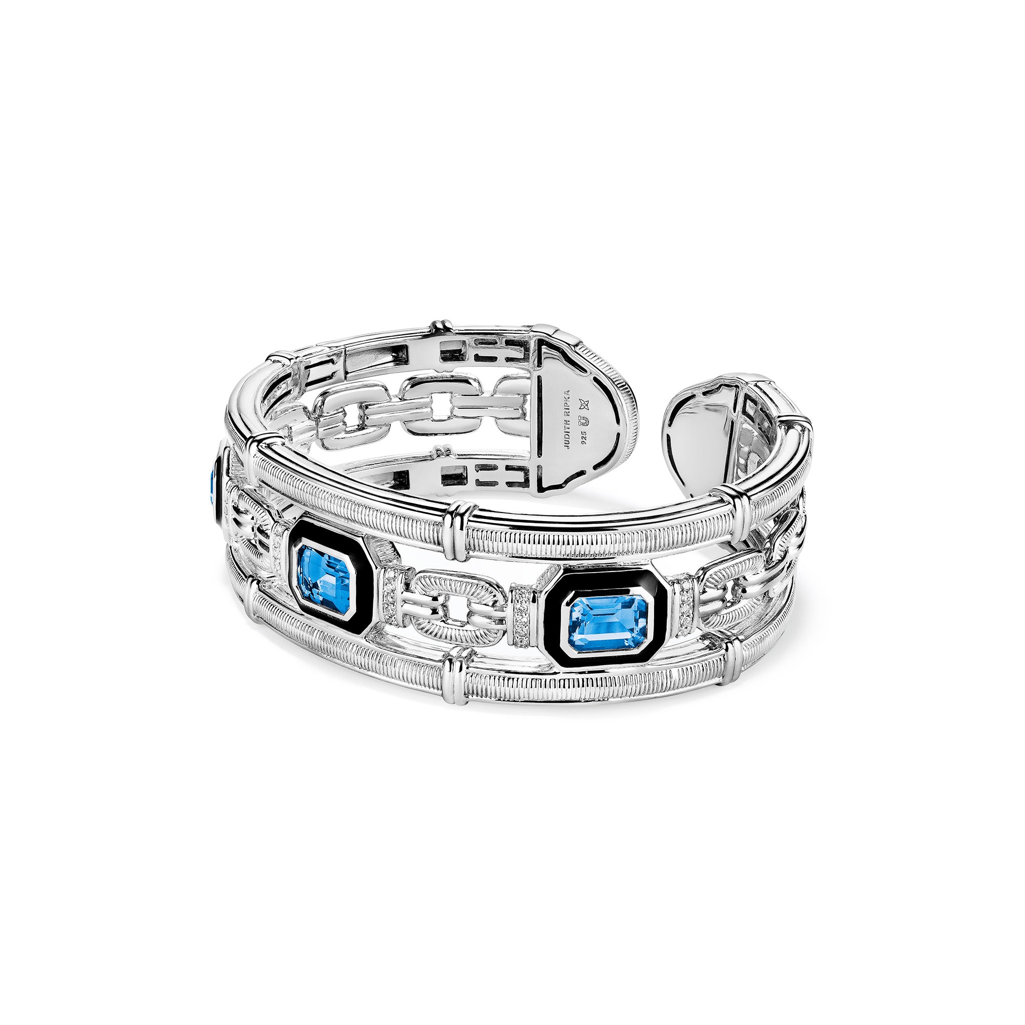 Adrienne Cuff With Enamel, Swiss Blue Topaz And Diamonds