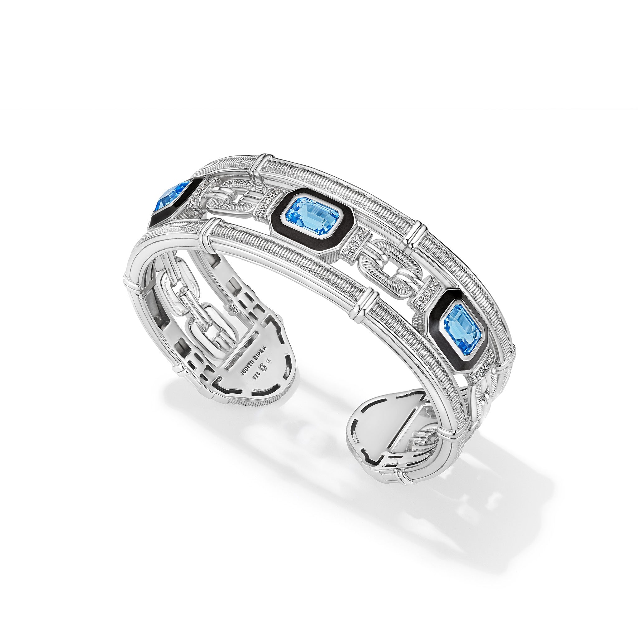 Adrienne Cuff with Enamel, Swiss Blue Topaz and Diamonds