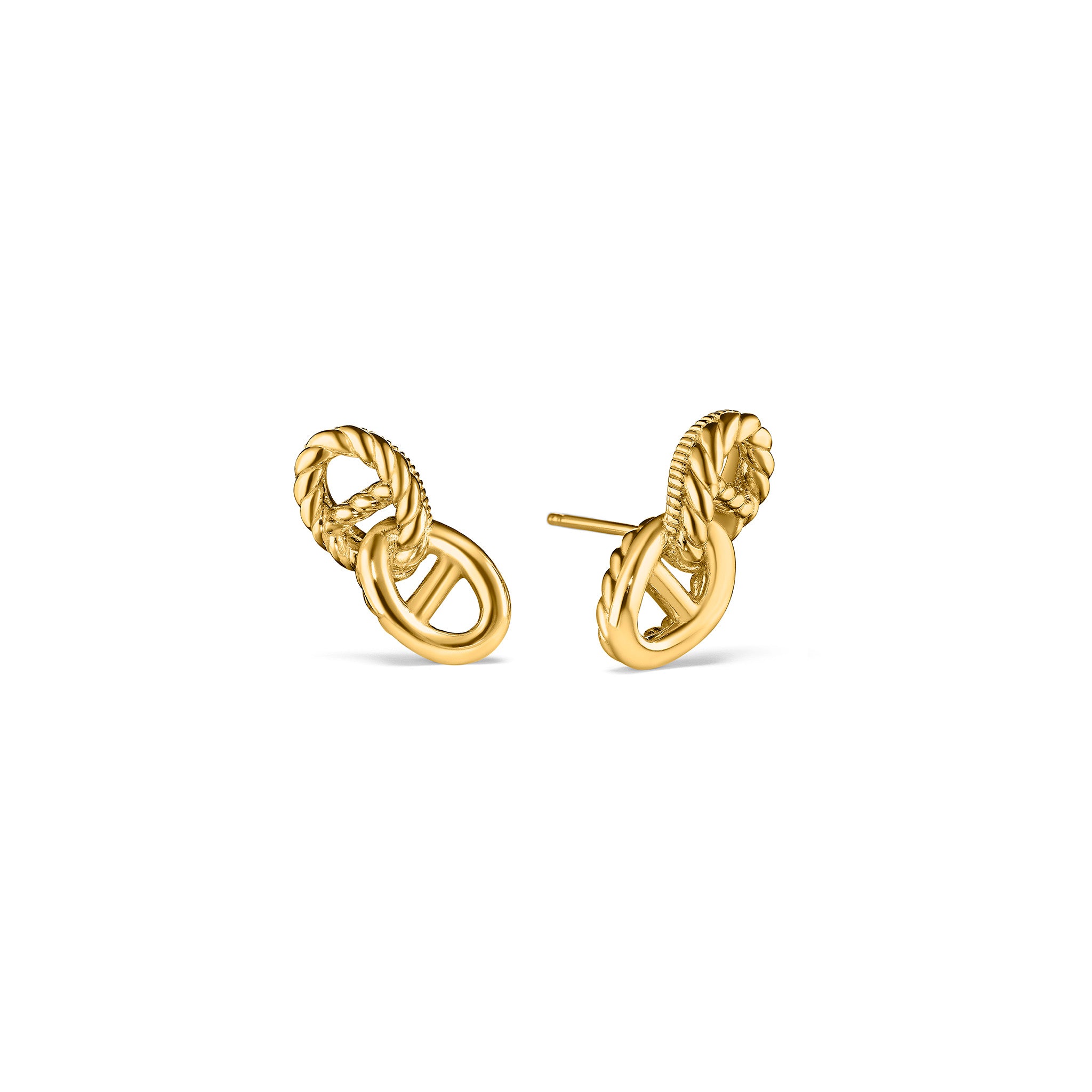 Vienna Double Link Stud Earrings In 18K