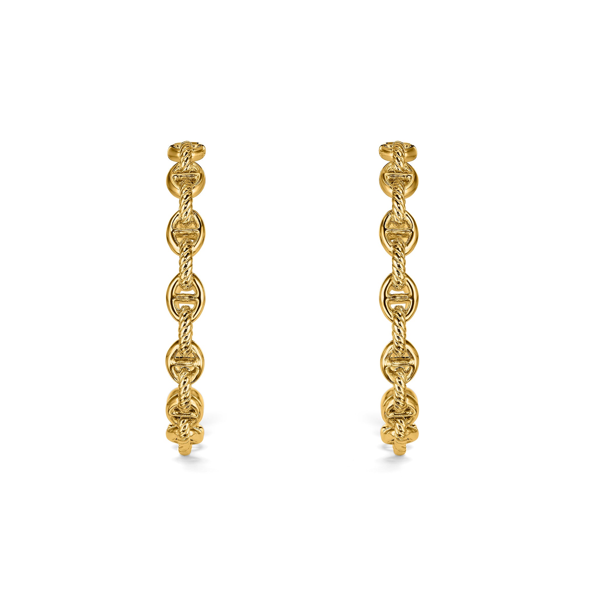 Vienna Chain Link Hoop Earrings in 18K