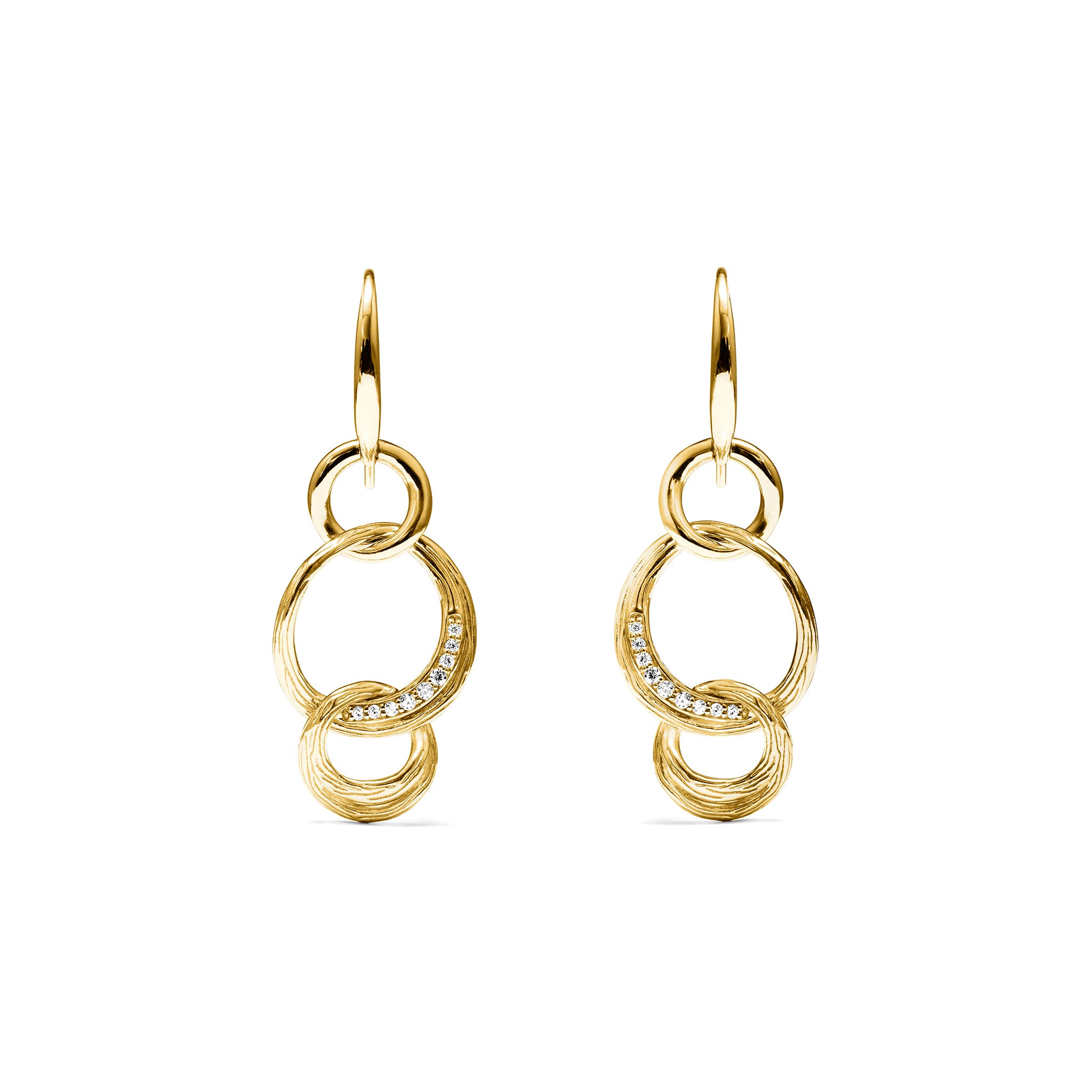 Santorini Triple Link Drop Earrings with Diamonds in 18K