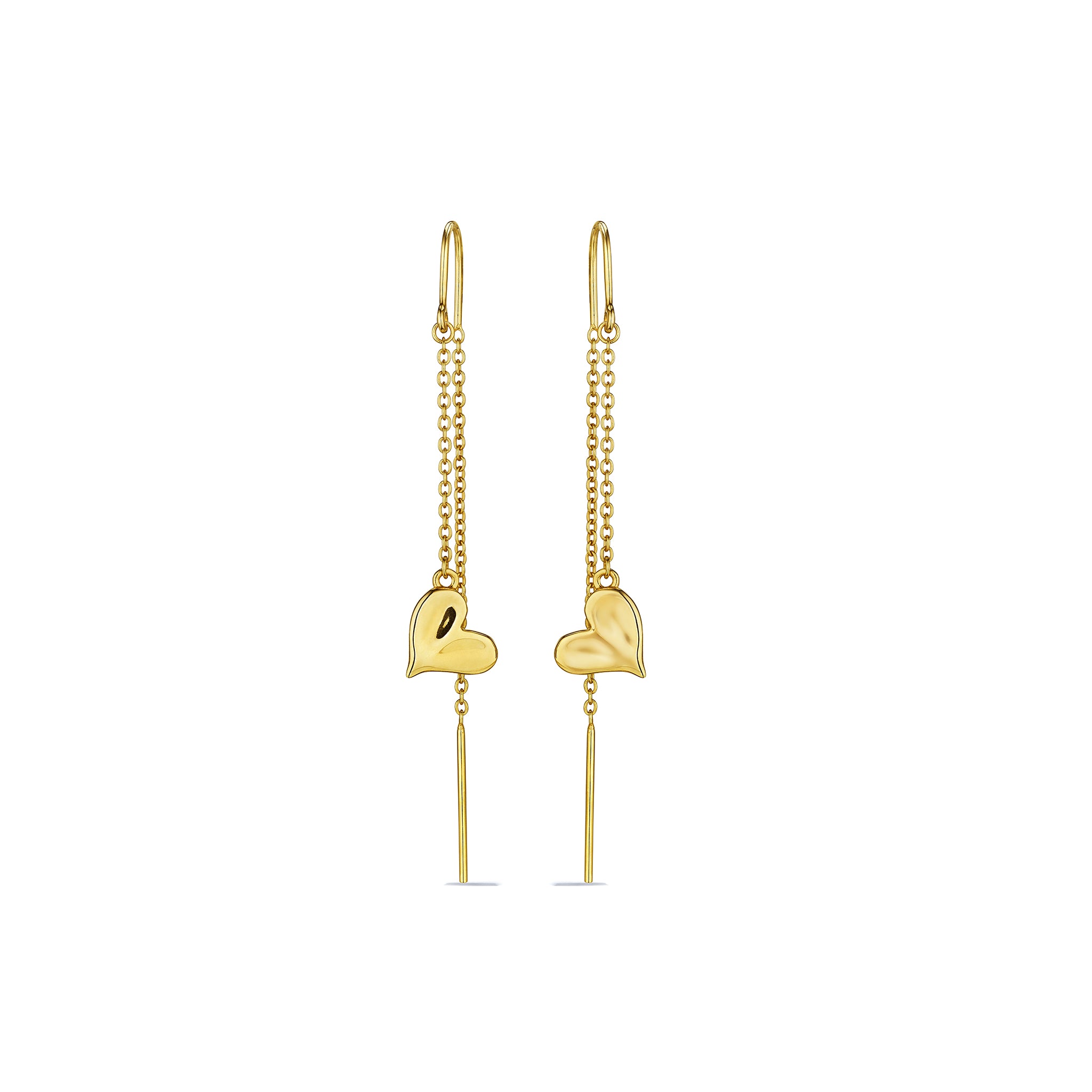 Eros Heart Threader Earrings in 18K