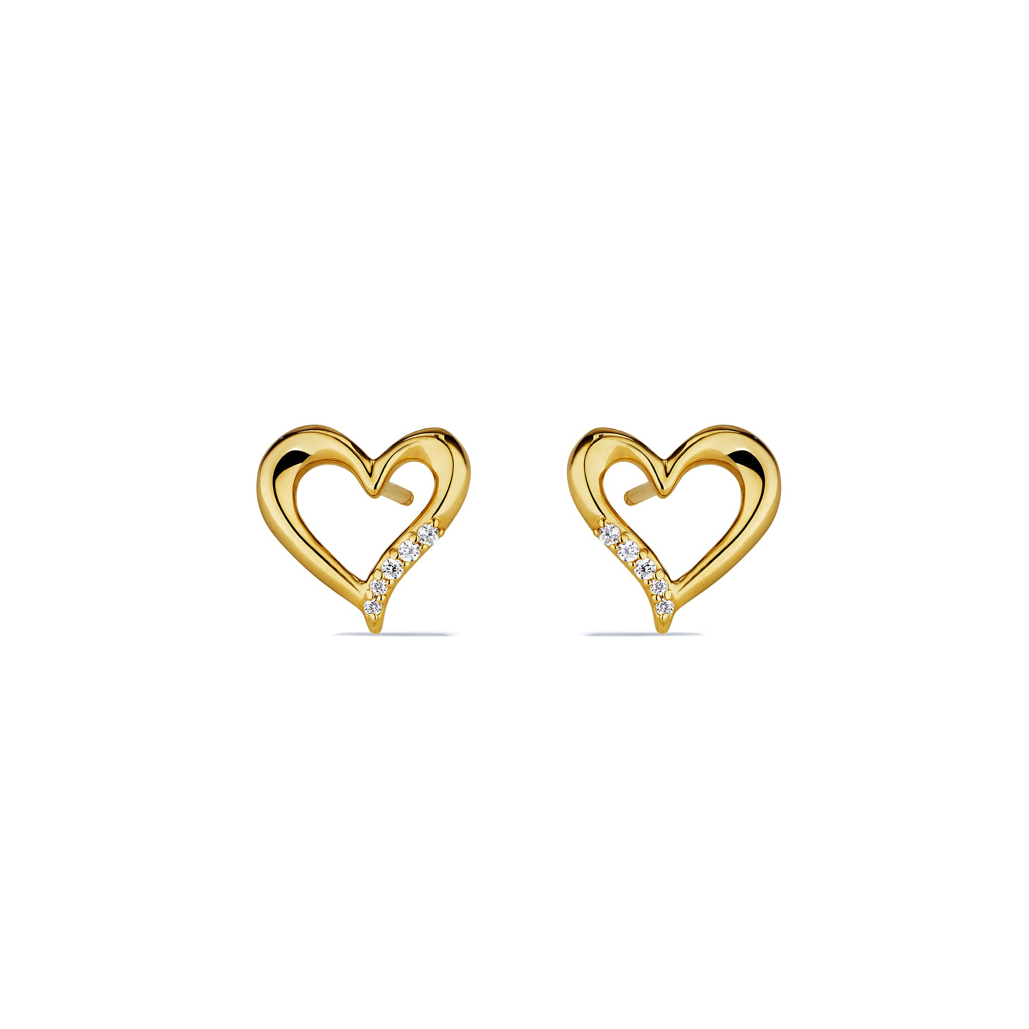 Eros Open Heart Stud Earrings with Diamonds in 18K