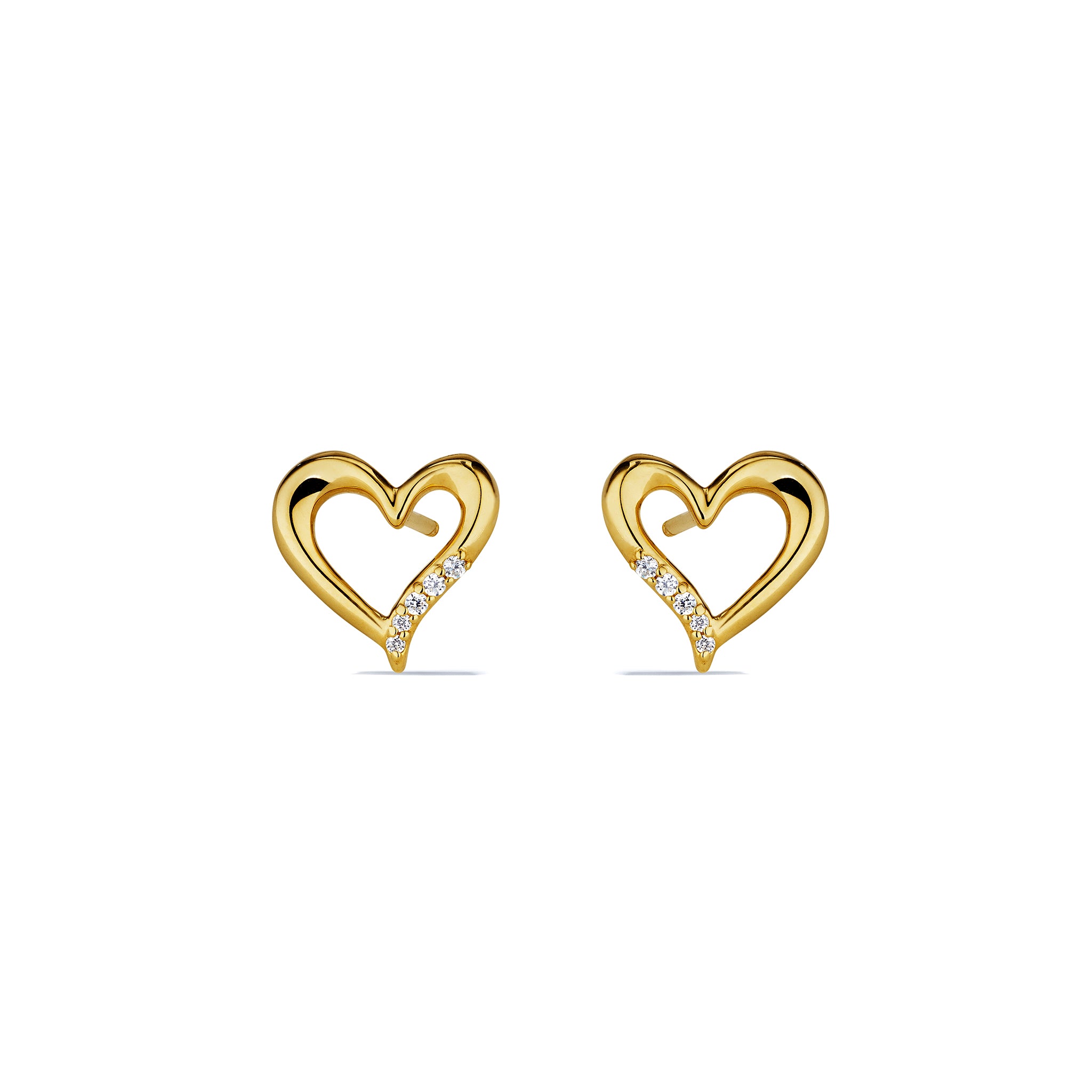 Eros Open Heart Stud Earrings with Diamonds in 18K