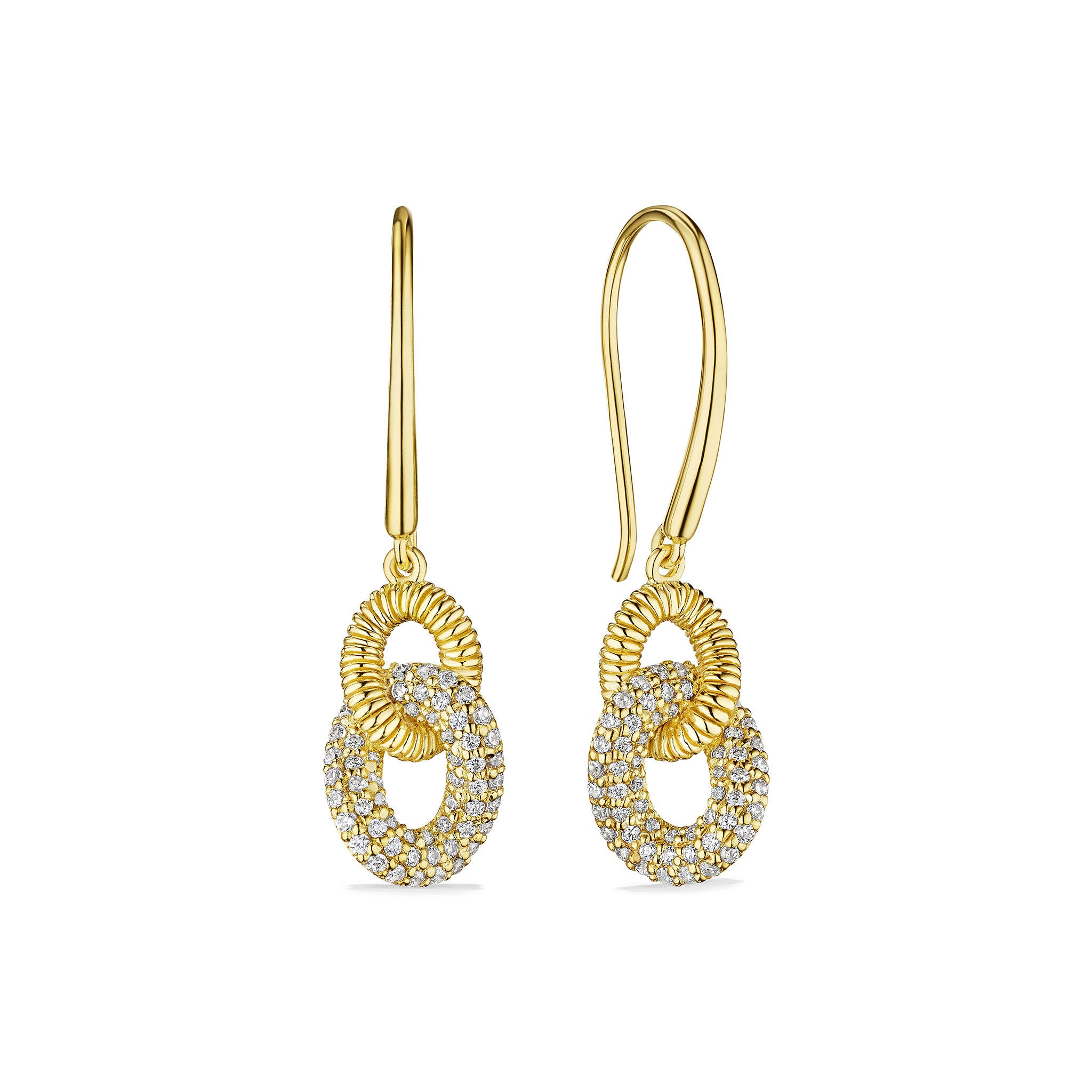 Eternity Link Drop Hoop Earrings With Diamonds In 18K