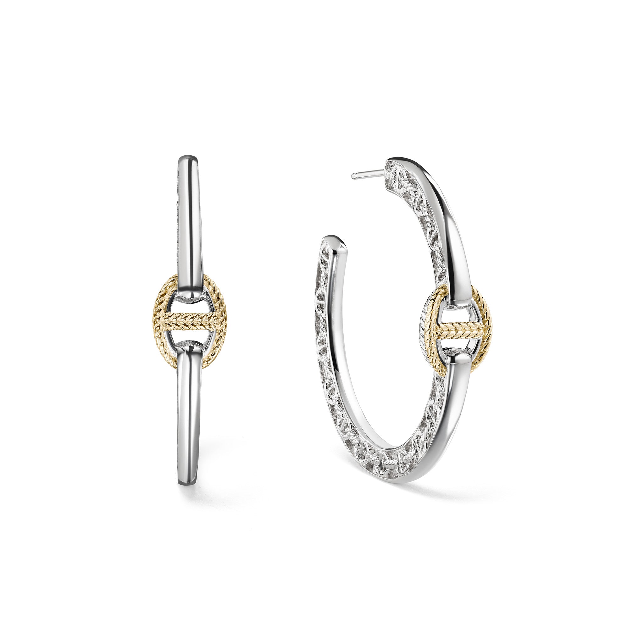 Vienna Single Link Hoop Earrings With 18K Gold