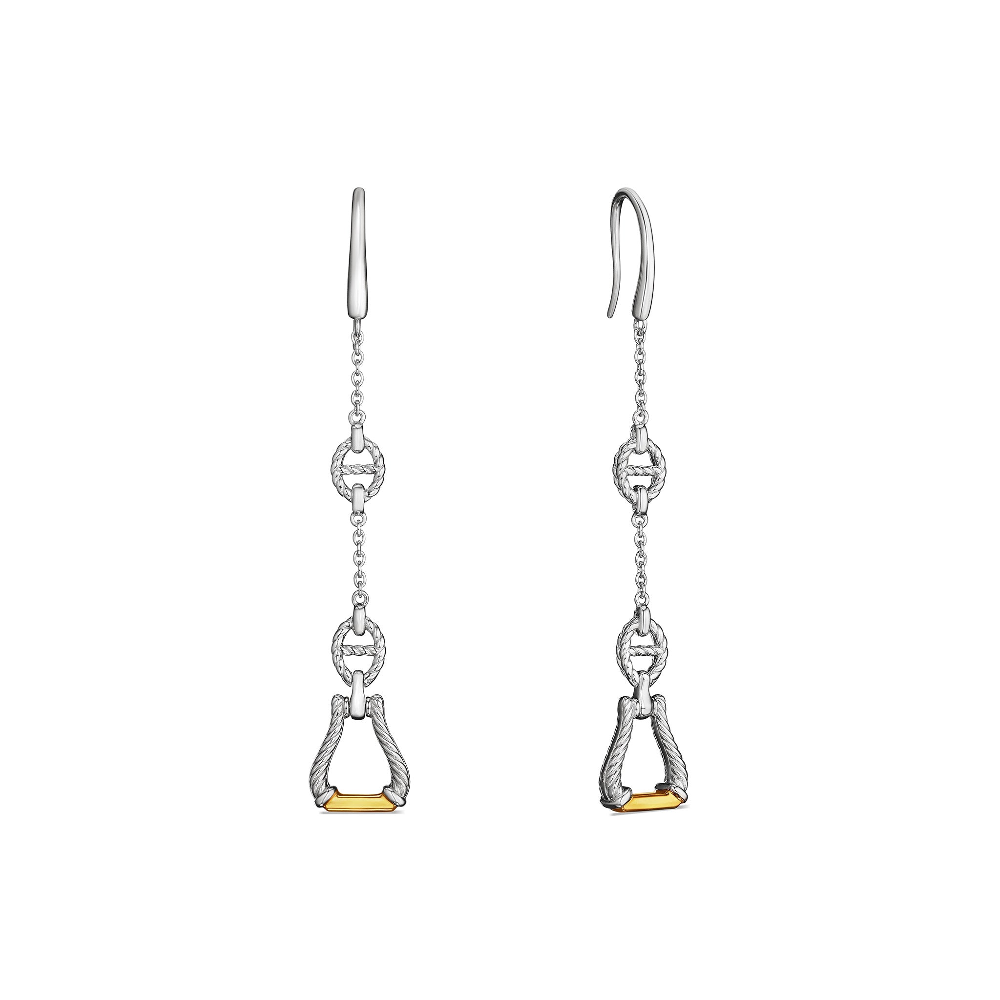 Vienna Linear Stirrup Drop Earrings With 18K Gold