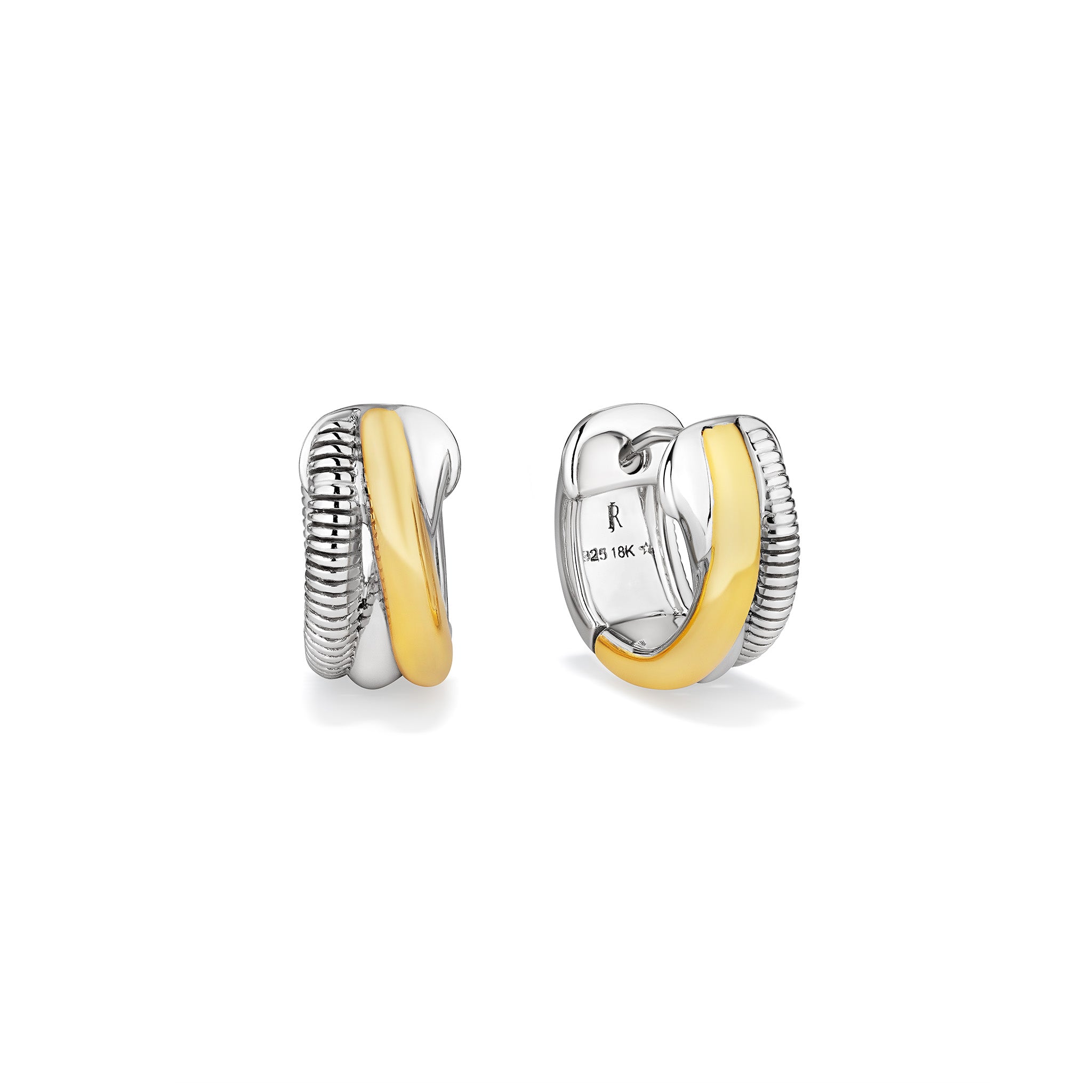 Eternity Highway Huggie Hoop Earrings With 18K Gold