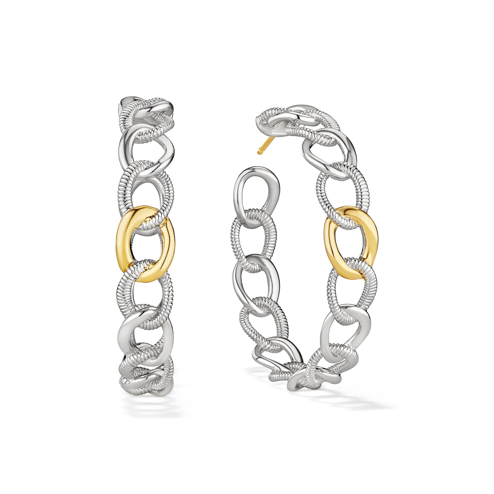 Eternity Interlocking Multi Link Hoop Earrings With 18K Gold