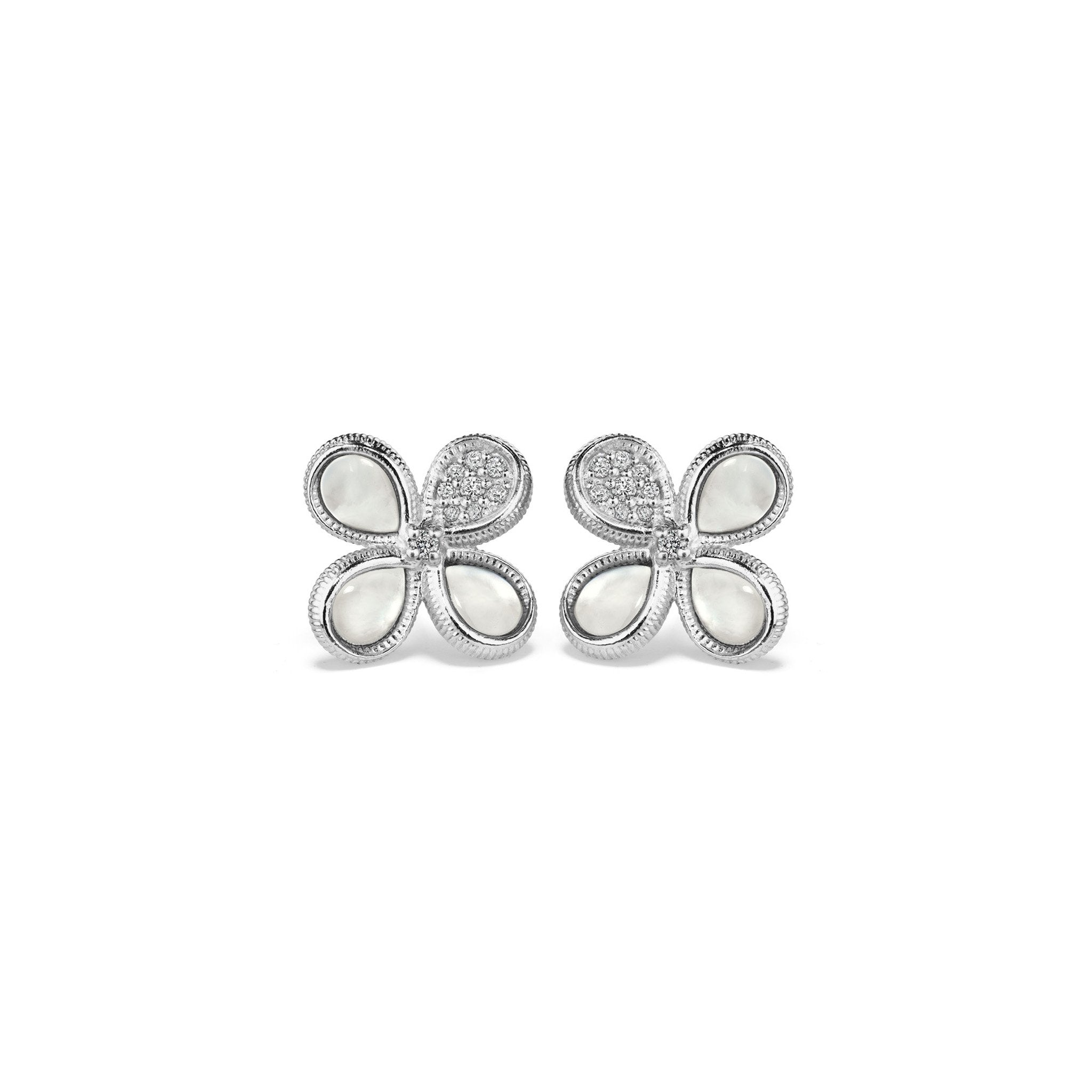 Jardin Stud Earrings with Mother of Pearl and Diamonds