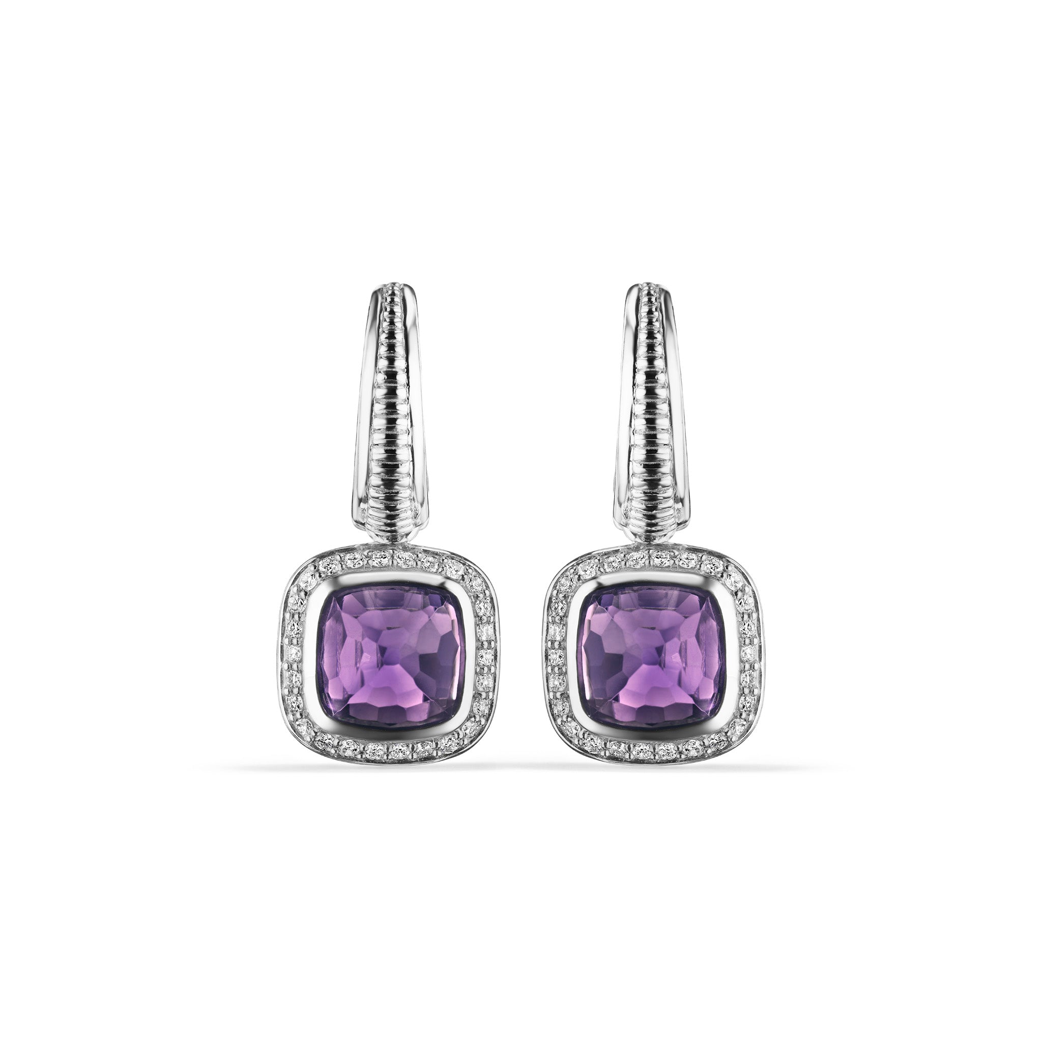 Cassandre Drop Earrings with Amethyst and Cultured Diamonds