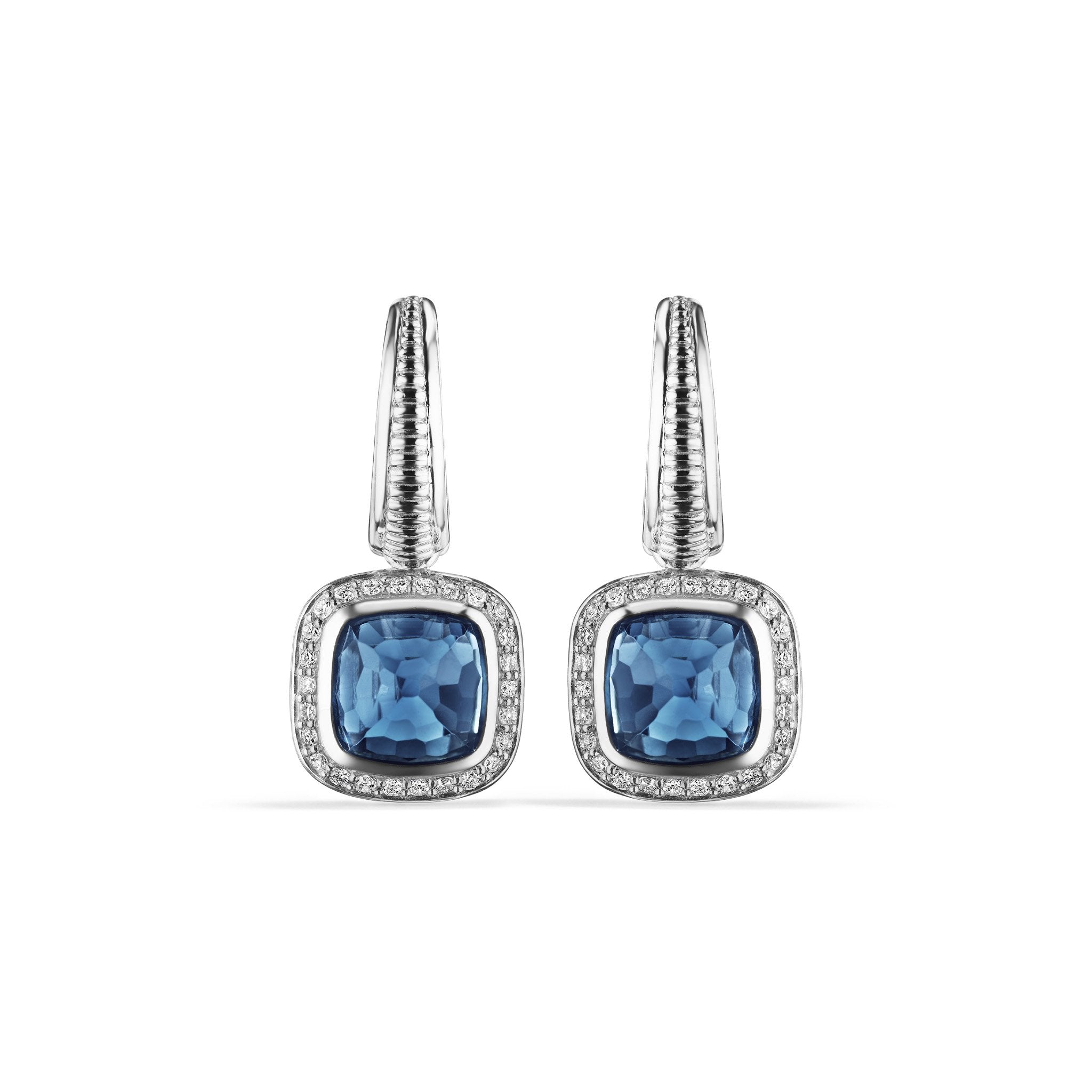 Cassandre Drop Earrings with London Blue Topaz and Diamonds