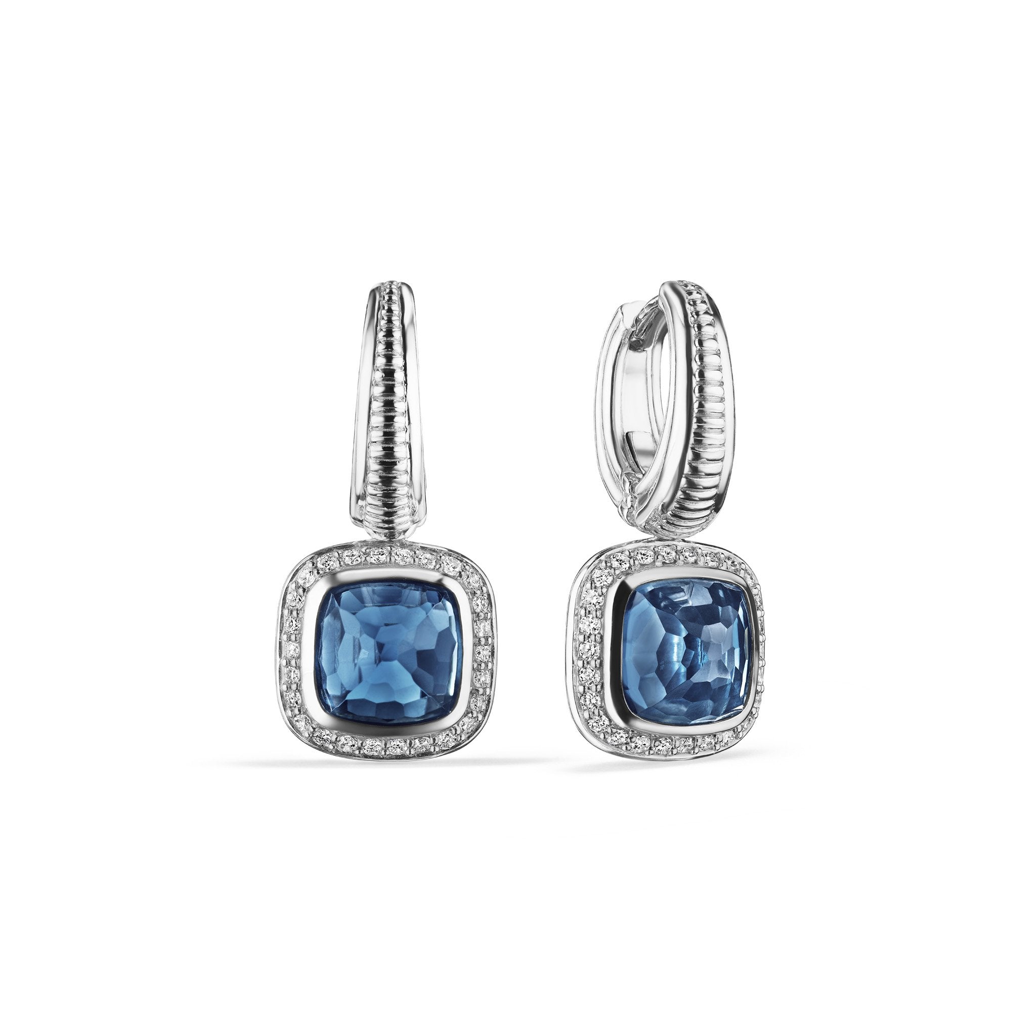 Cassandre Drop Earrings With London Blue Topaz And Diamonds