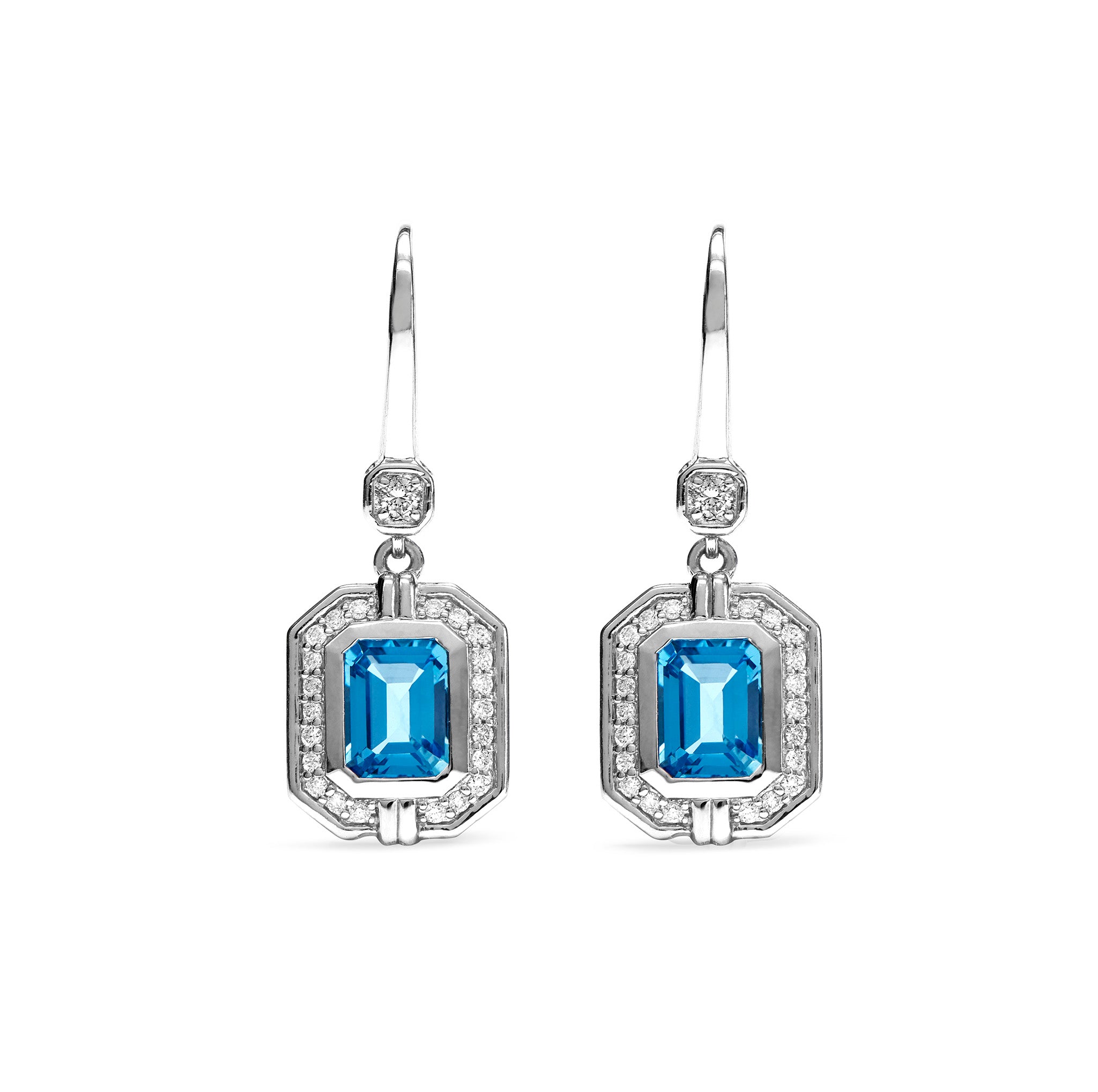 Adrienne Drop Earrings with Swiss Blue Topaz and Diamonds