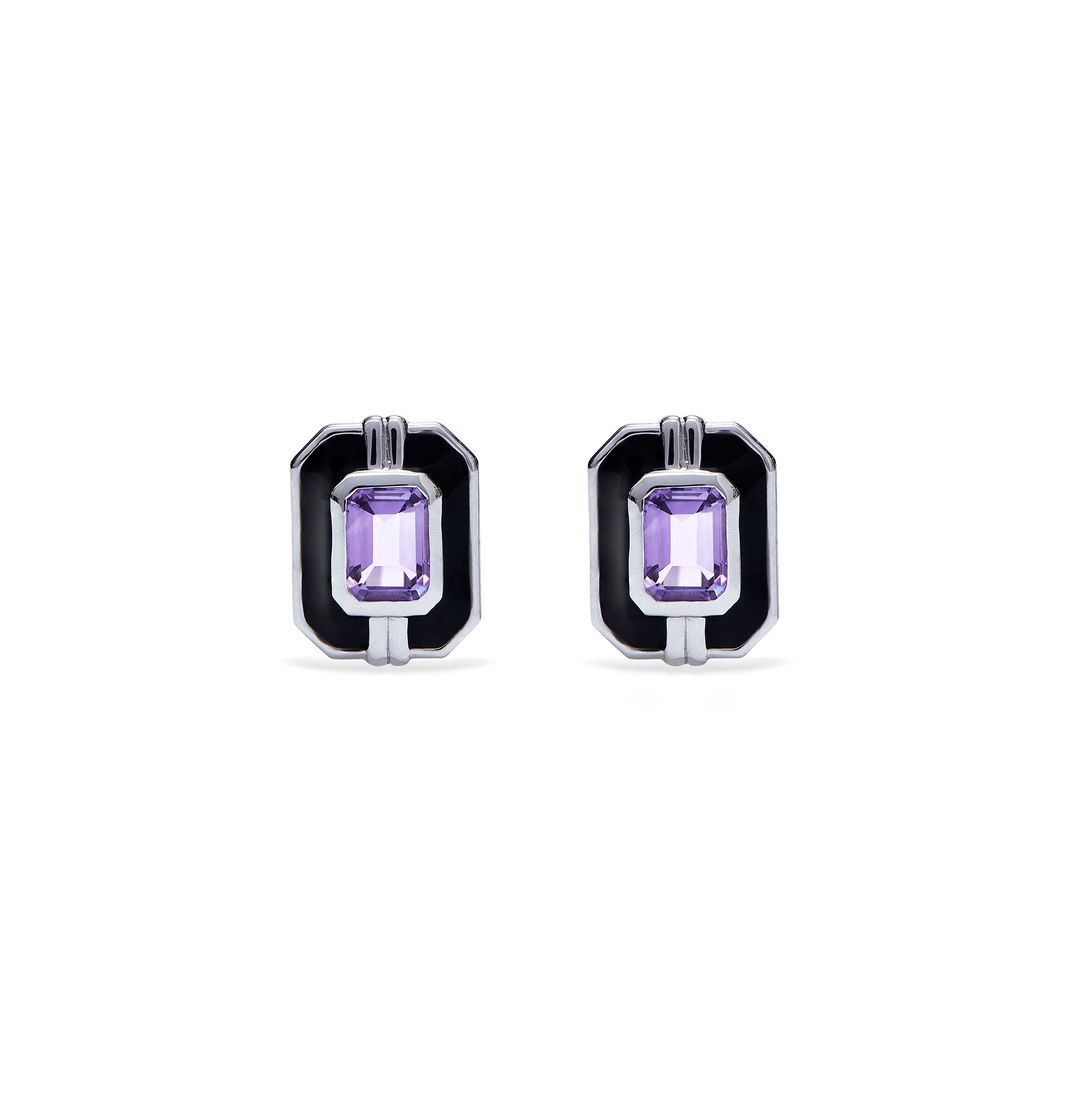 Adrienne Stud Earrings with Enamel and Amethyst