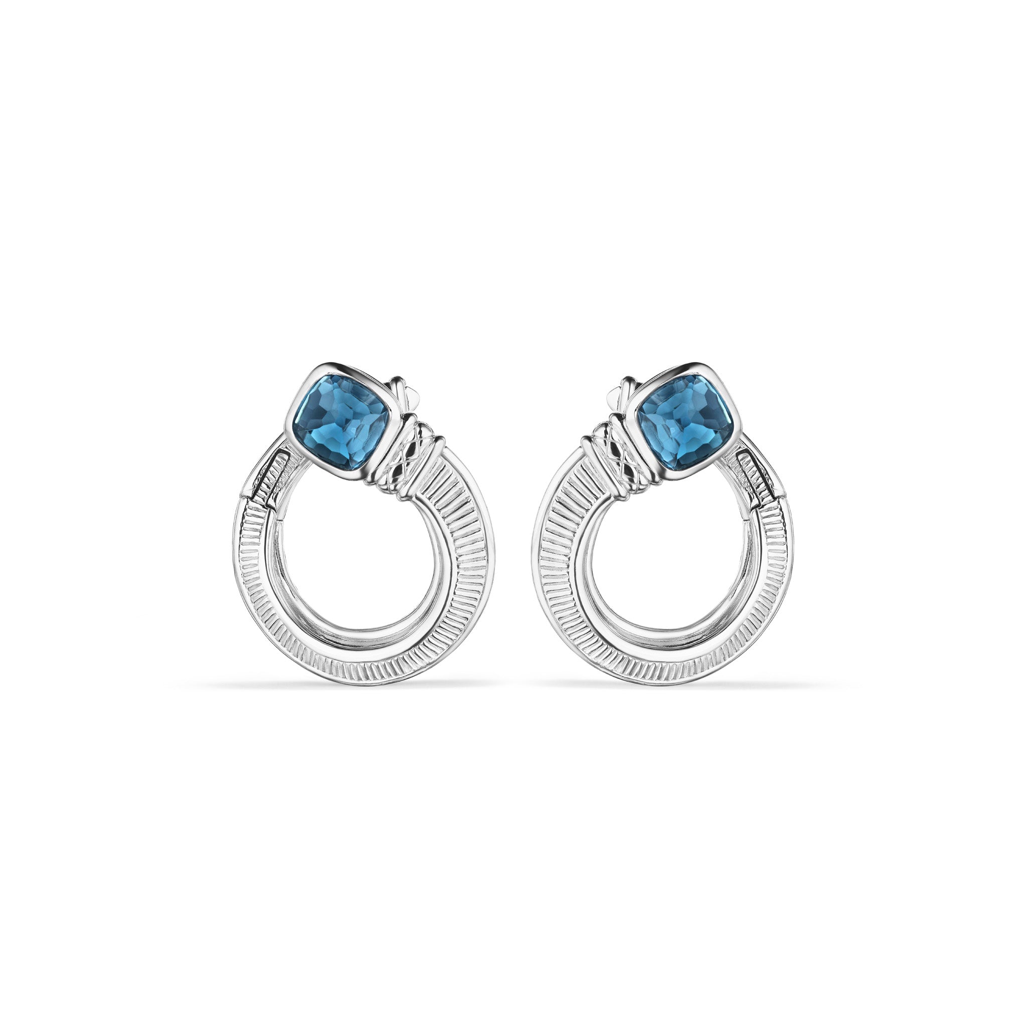 Adrienne Forward Facing Hoop Earrings with London Blue Topaz