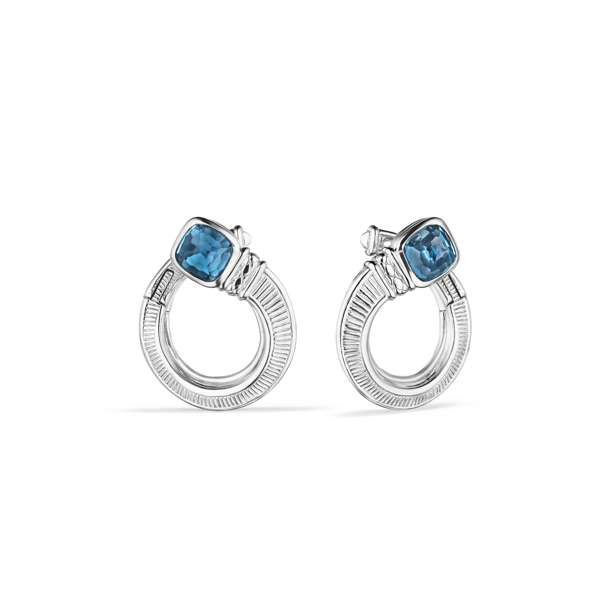 Adrienne Forward Facing Hoop Earrings With London Blue Topaz