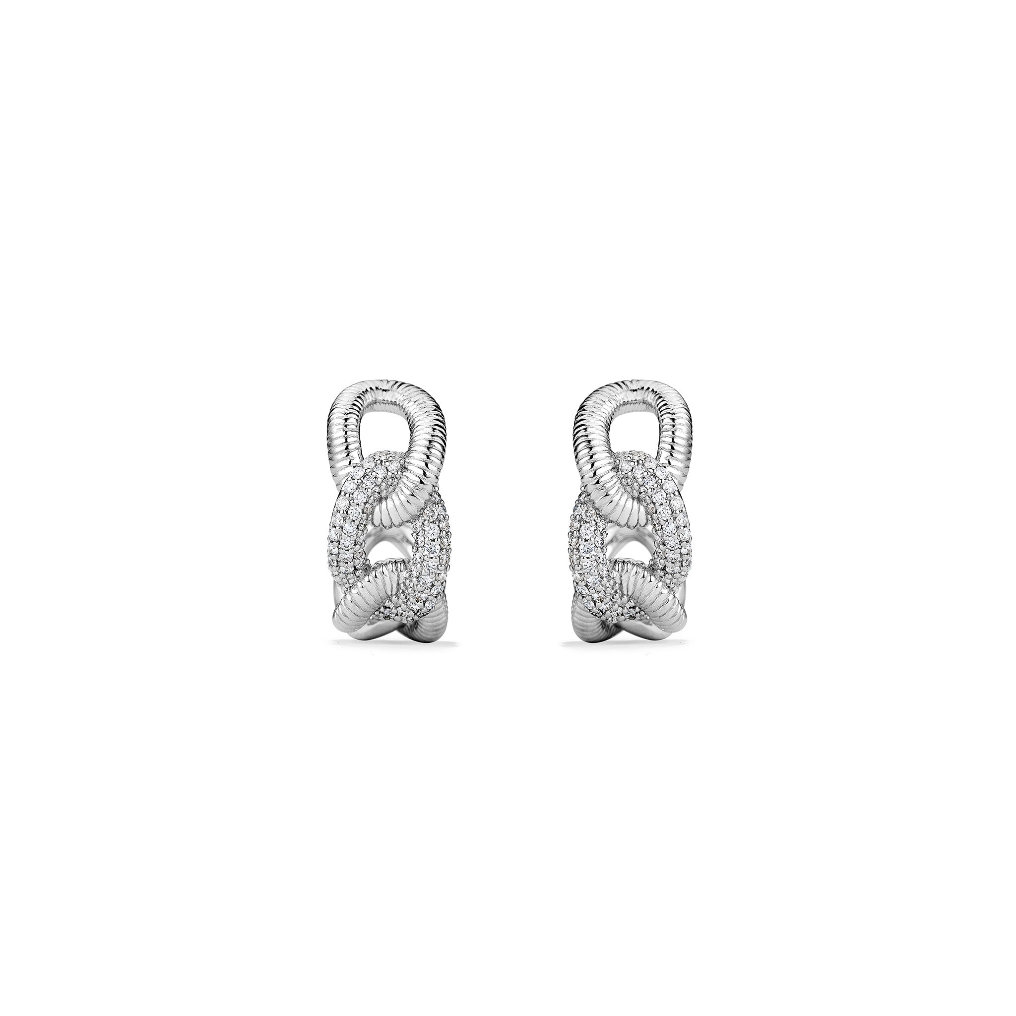 Eternity Interlocking Link Hoop Earrings with Diamonds