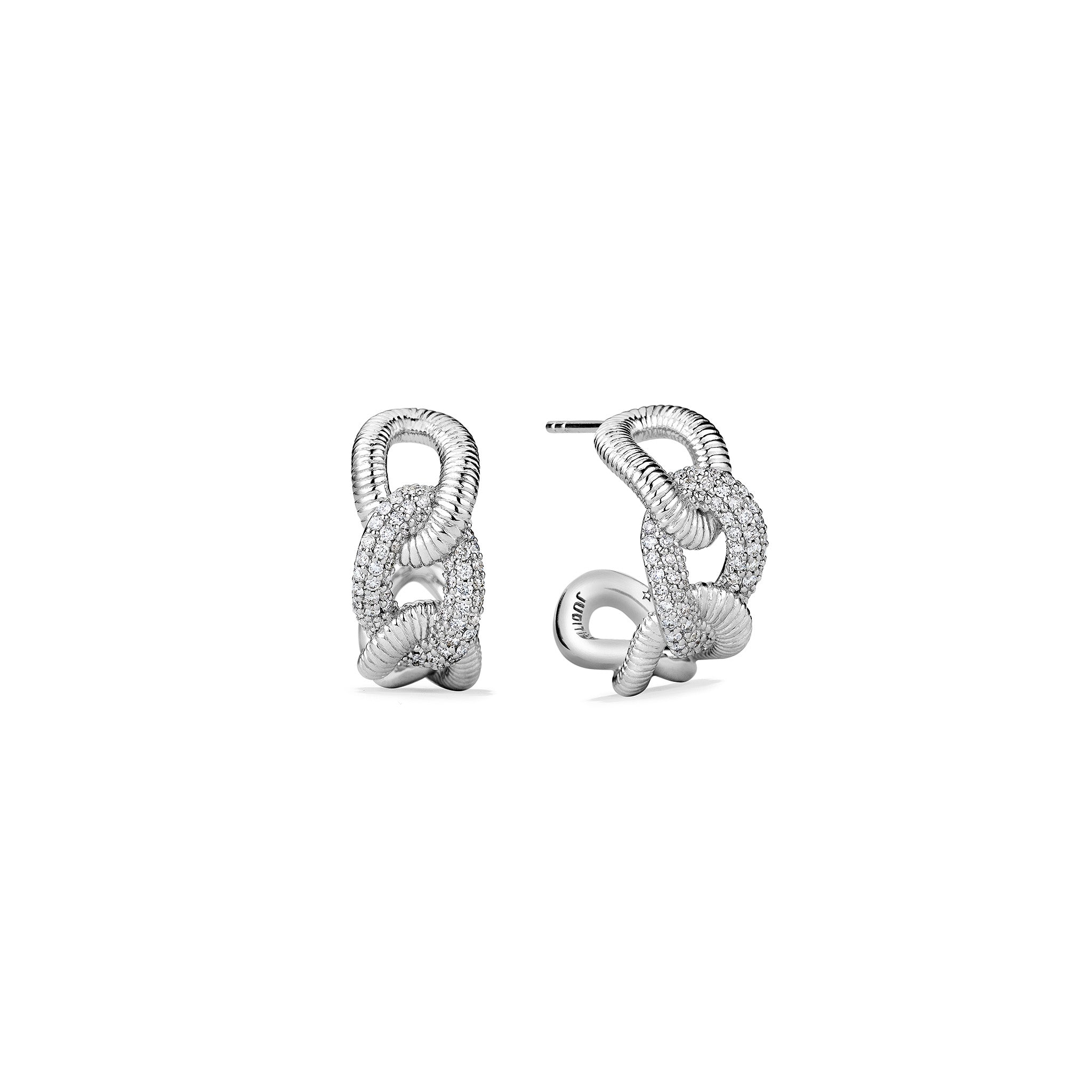 Eternity Interlocking Link Hoop Earrings With Diamonds