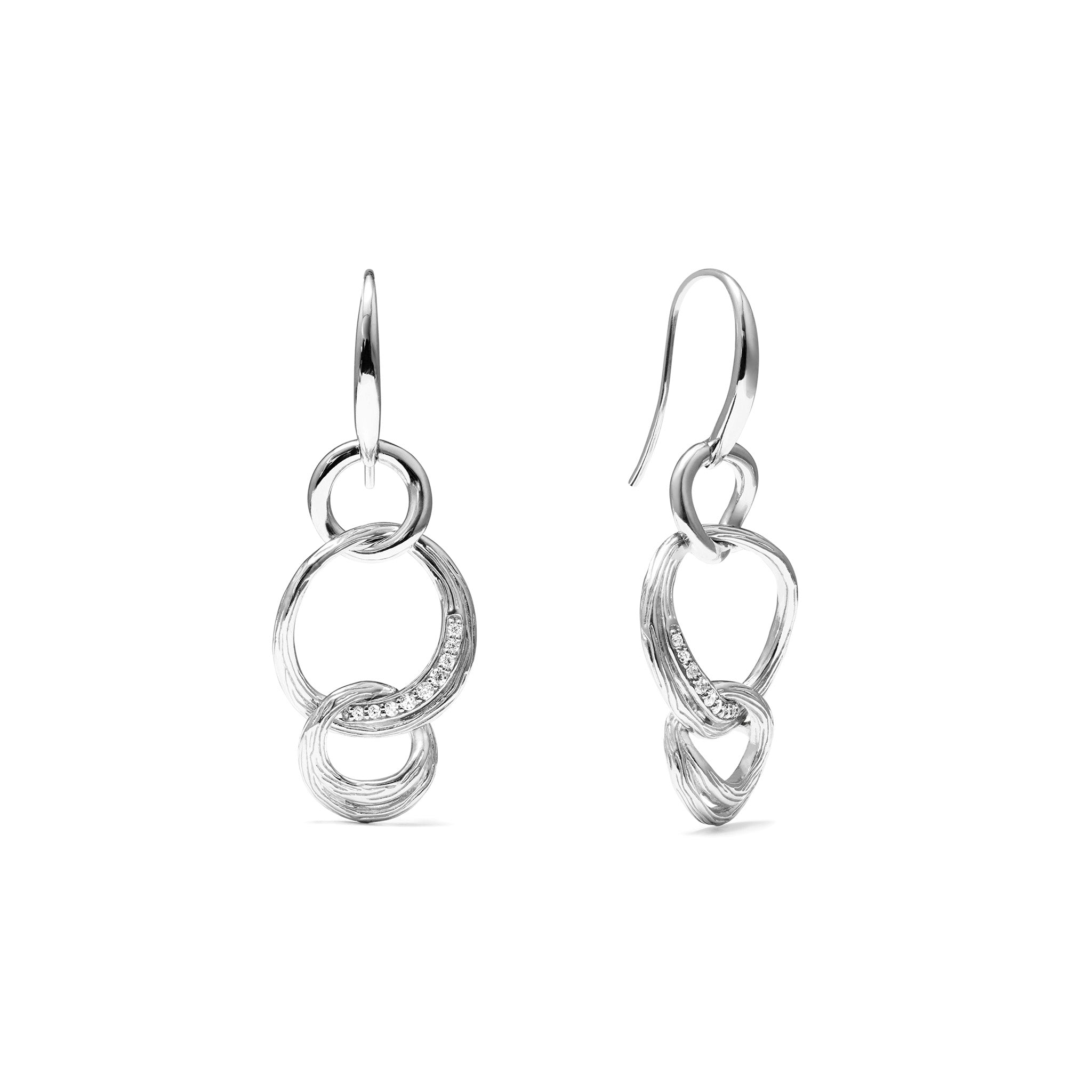 Santorini Triple Link Drop Earrings With Diamonds