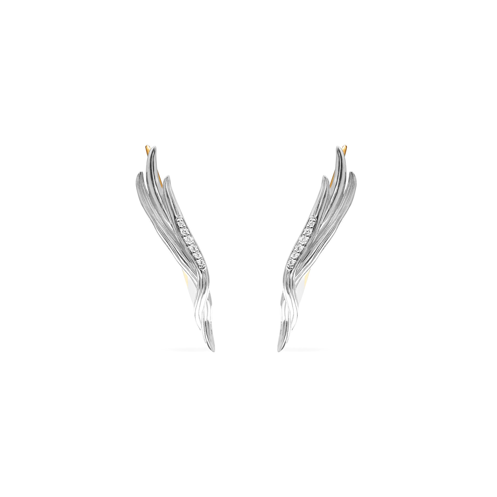 Santorini Ear Climbers with Diamonds