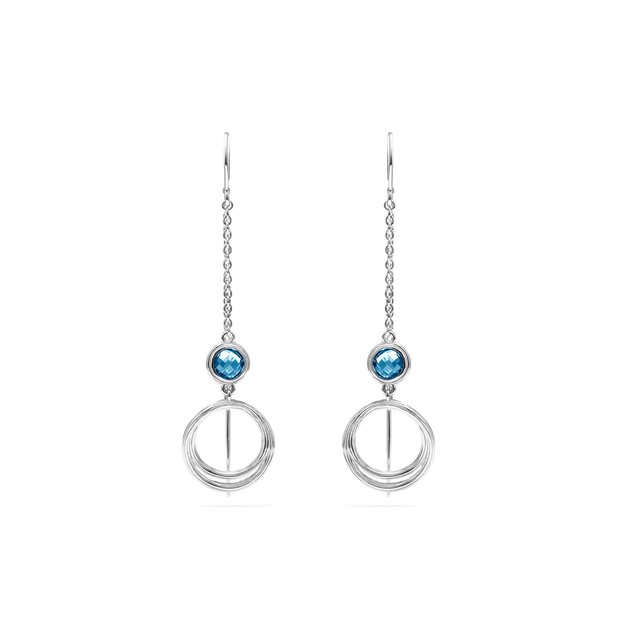 Santorini Threader Earrings with London Blue Topaz