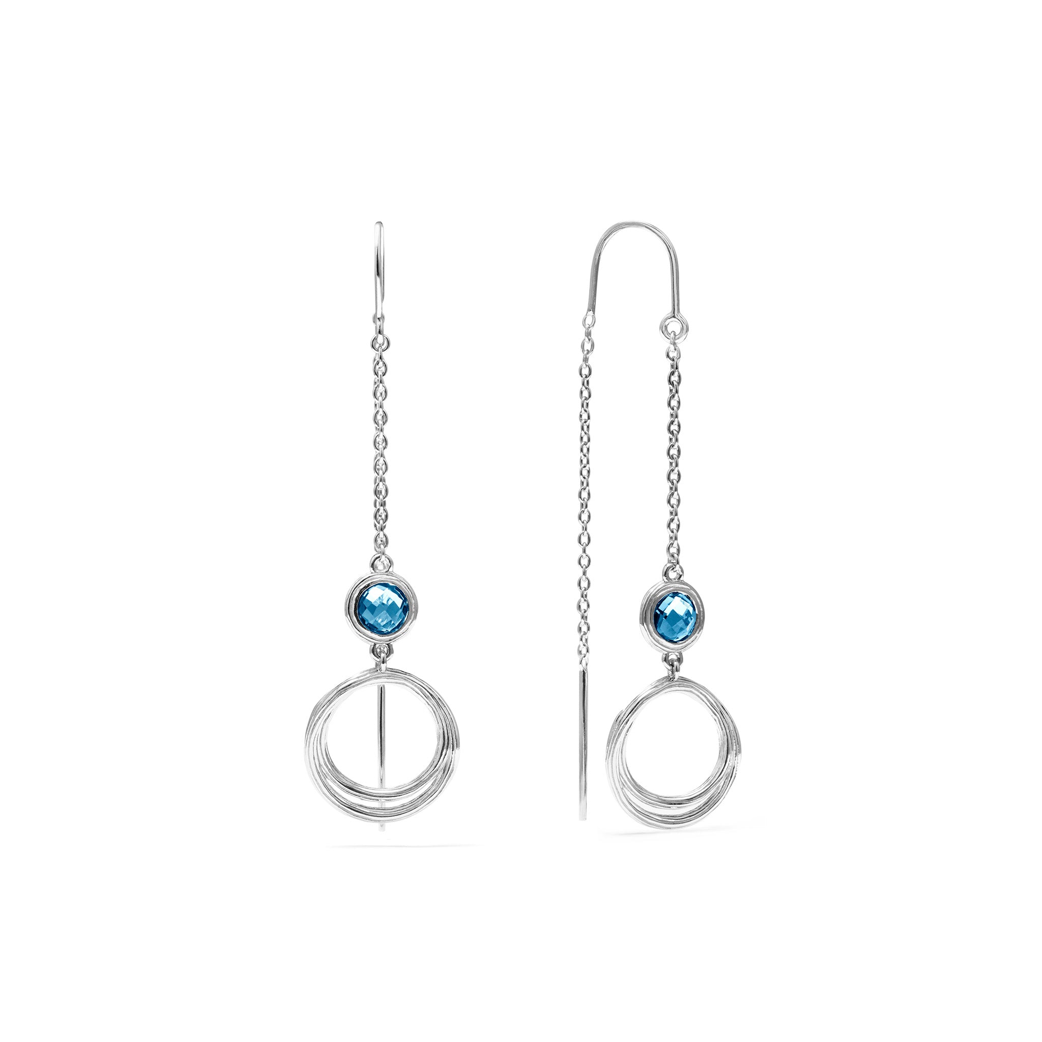 Santorini Threader Earrings With London Blue Topaz