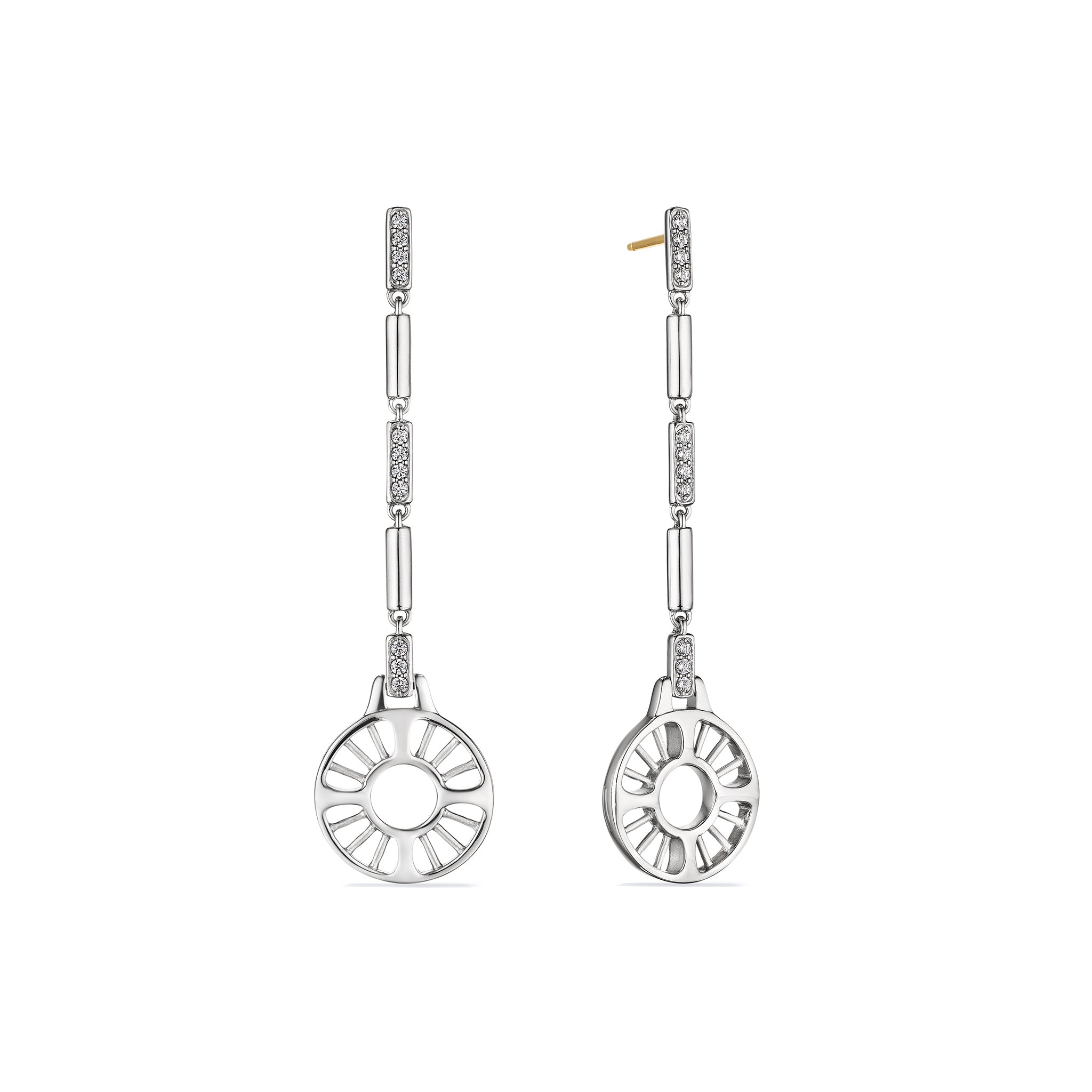 Cielo Linear Drop Earrings With Diamonds