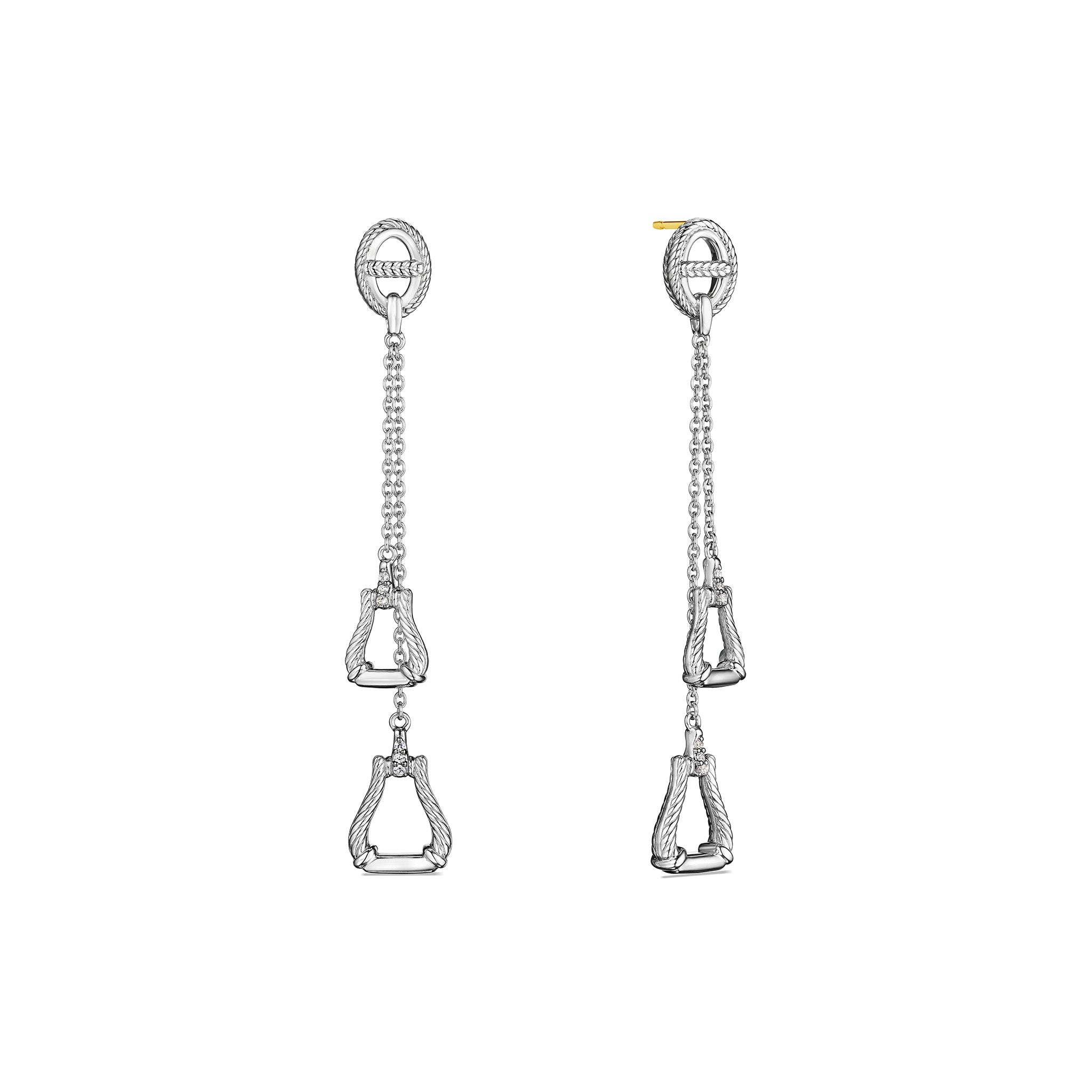 Vienna Double Stirrup Drop Earrings With Diamonds