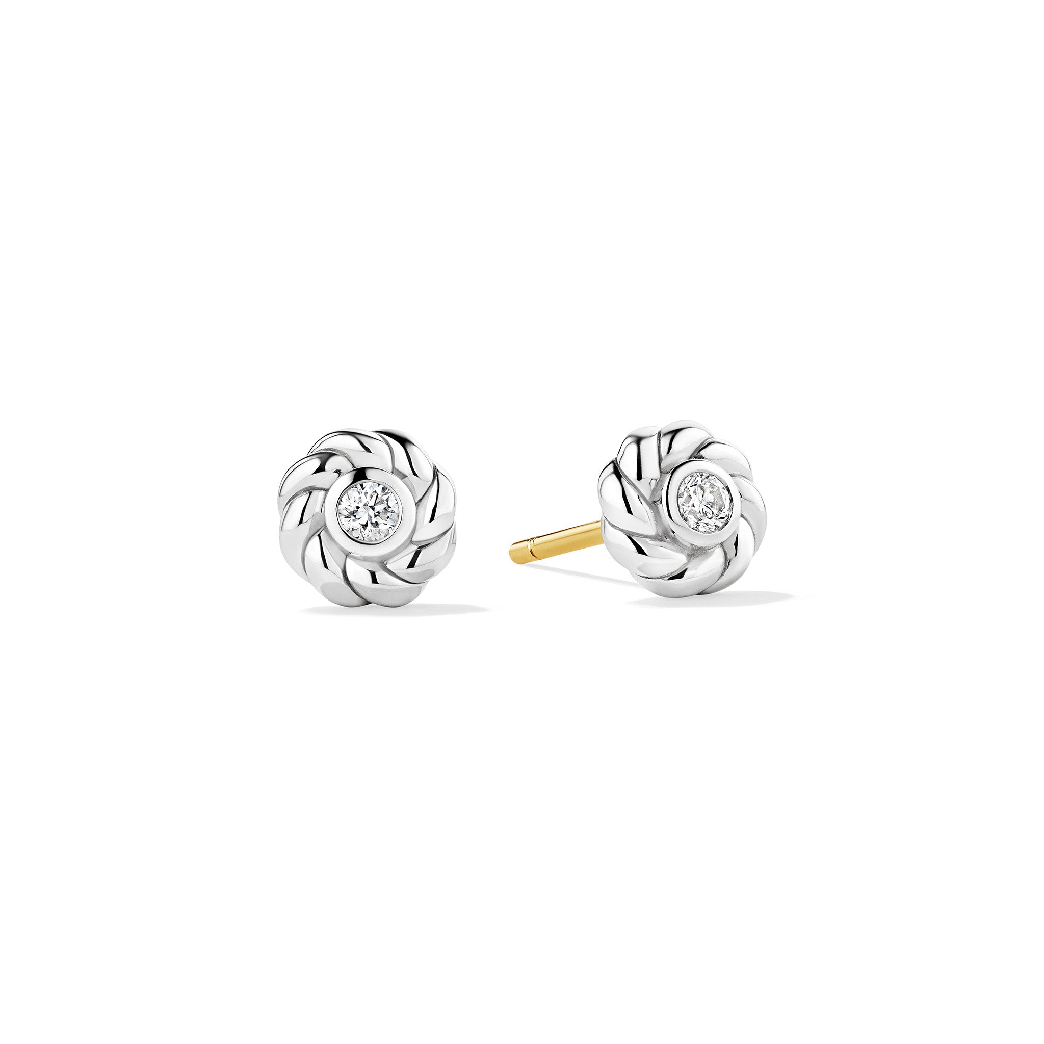 Vienna Solitaire Stud Earrings With Diamonds