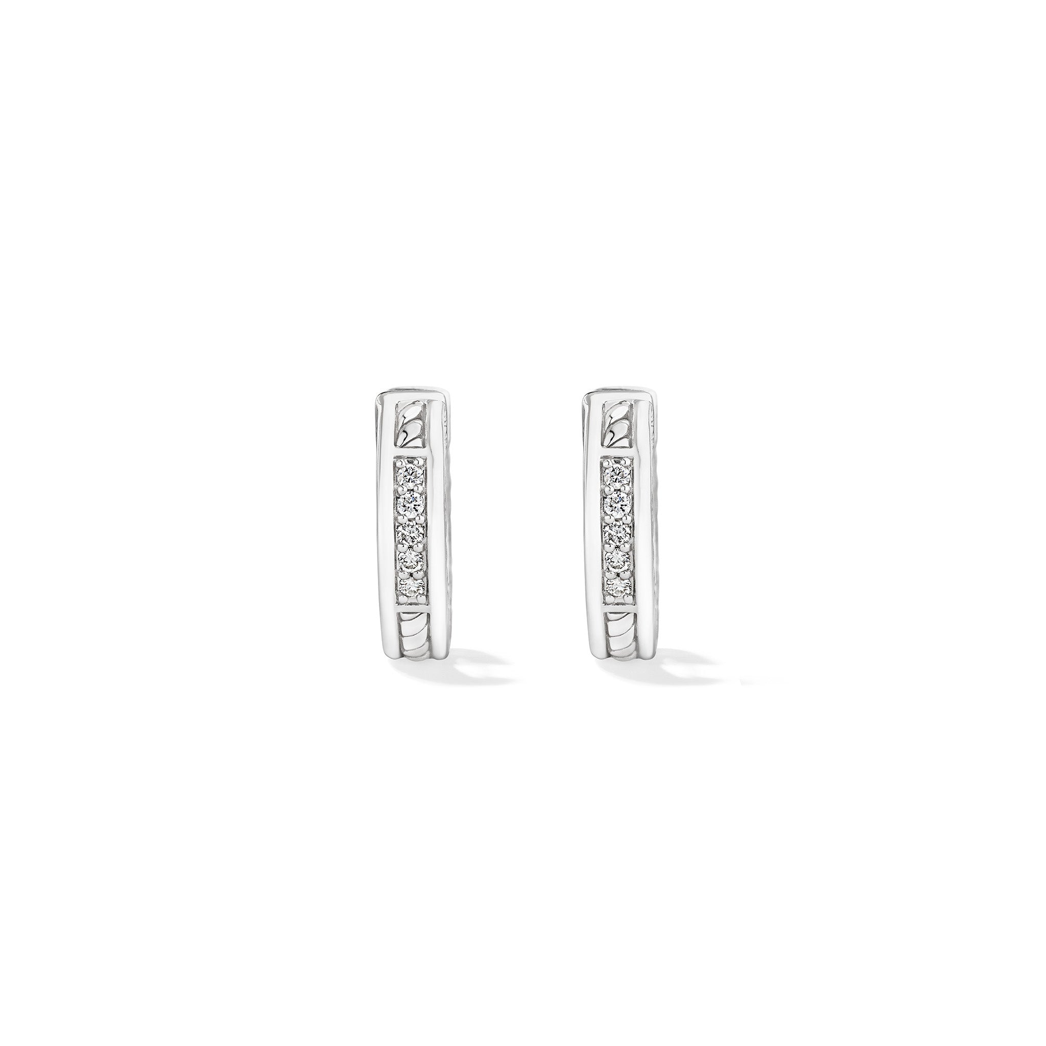 Vienna Small Huggie Hoop Earrings with Diamonds