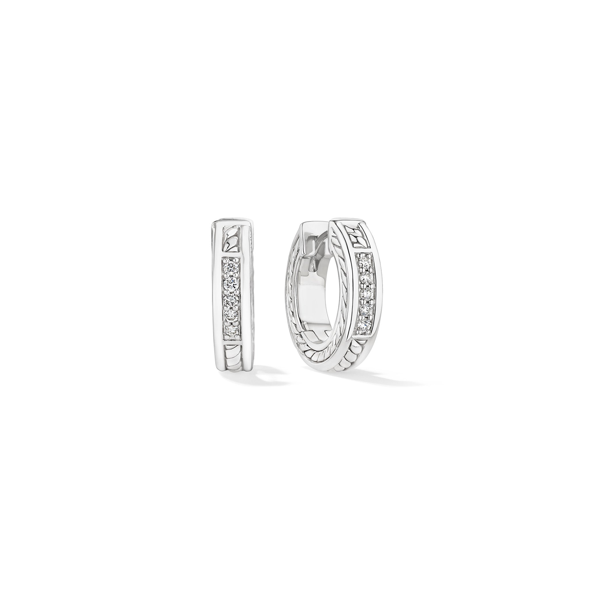 Vienna Small Huggie Hoop Earrings With Diamonds