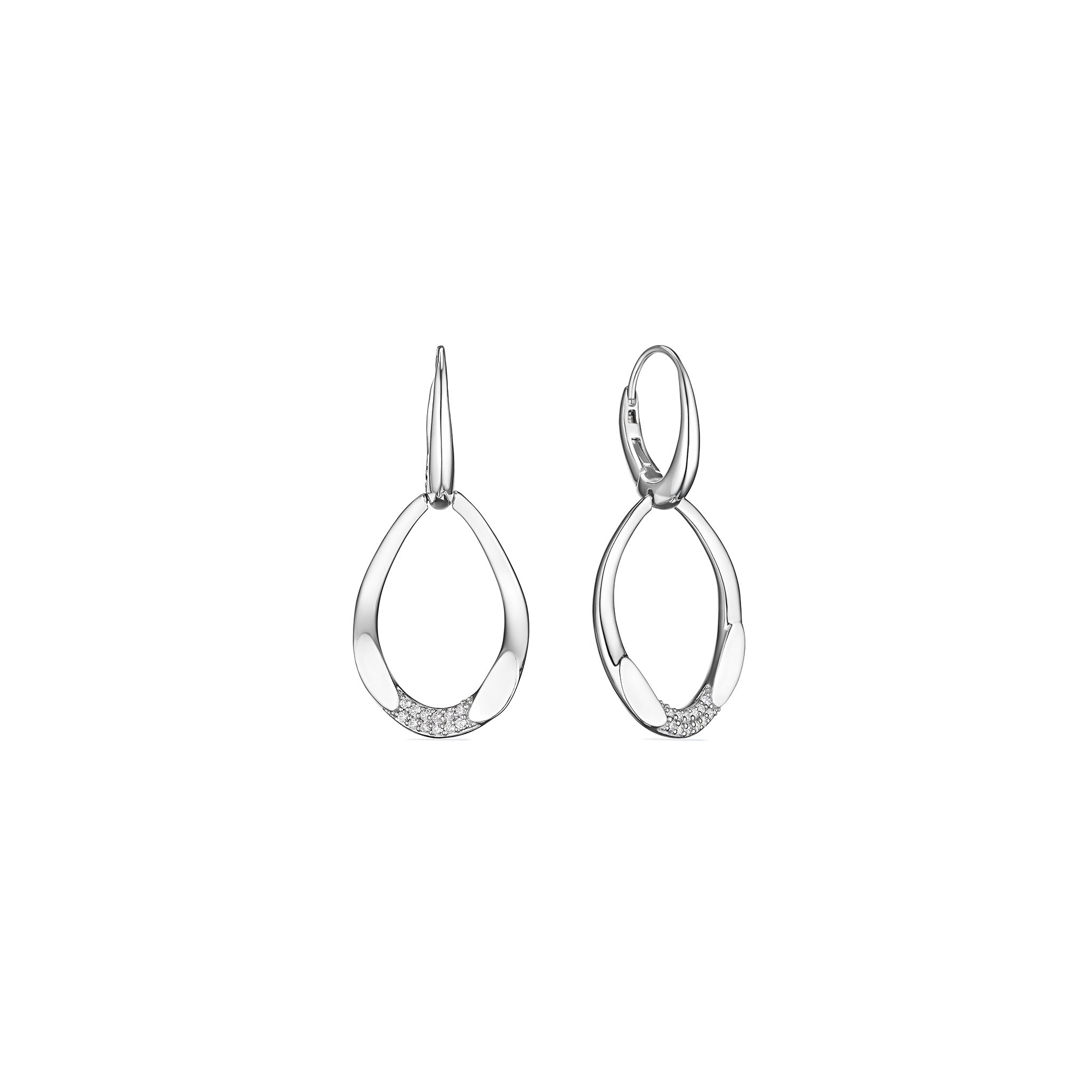 Gaia Small Drop Hoop Earrings With Diamonds