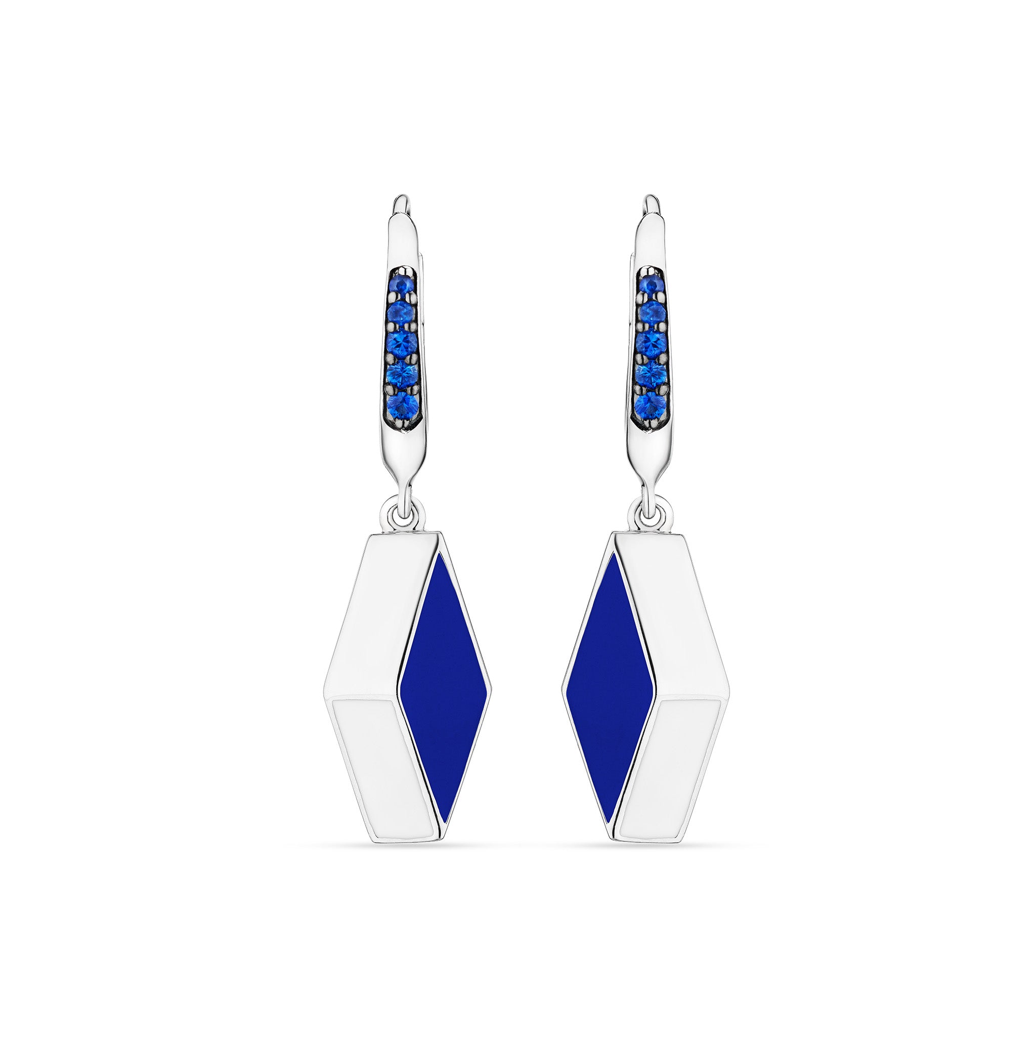 Odyssey Drop Earrings with Enamel and Blue Sapphire
